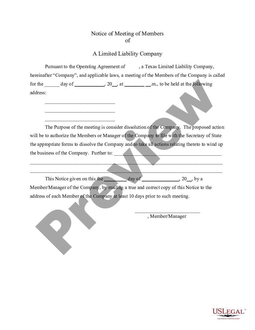 Texas LLC Notices - Texas Llc | US Legal Forms