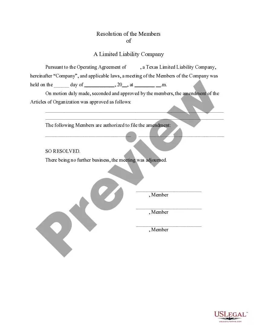 Preview LLC Notices, Resolutions and other Operations Forms Package
