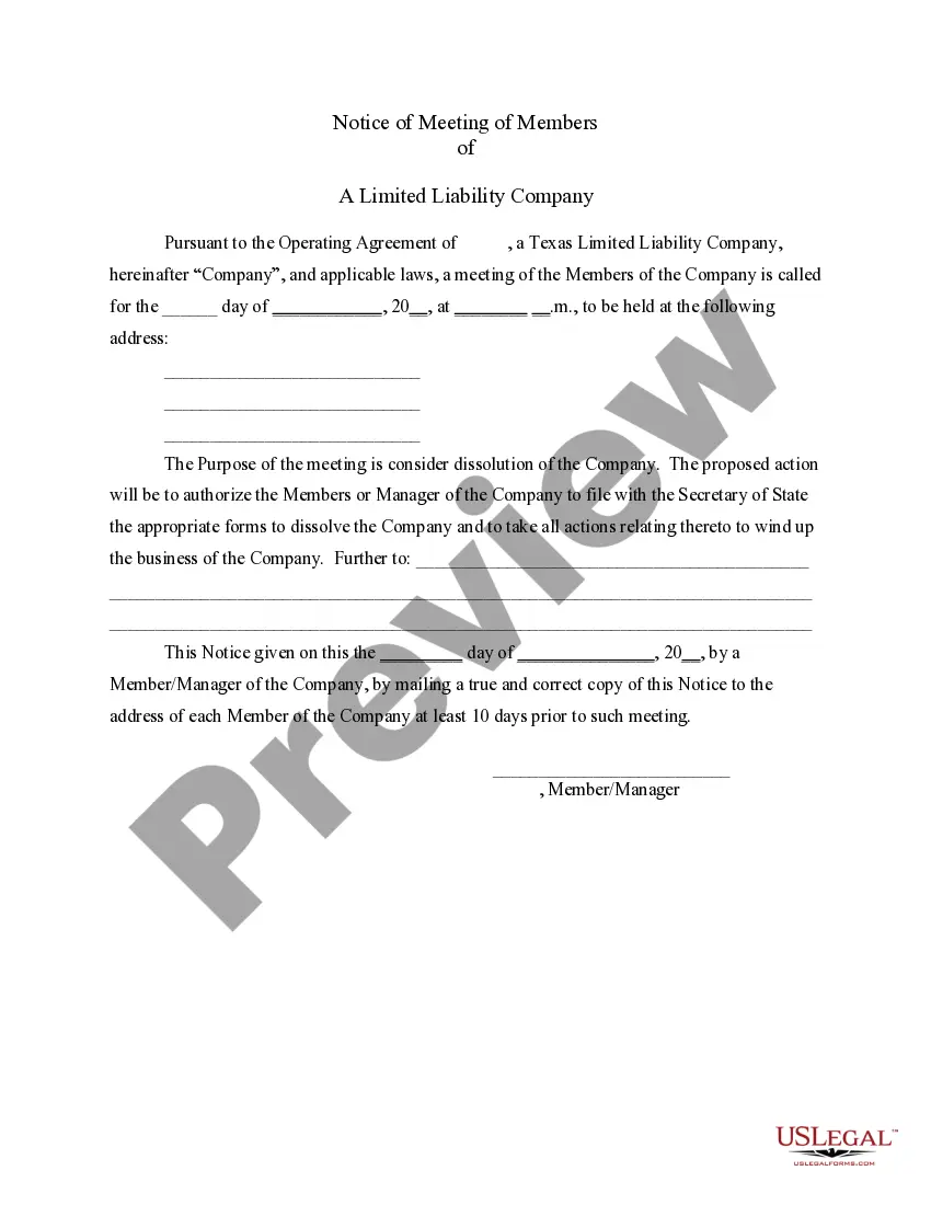 Preview LLC Notices, Resolutions and other Operations Forms Package