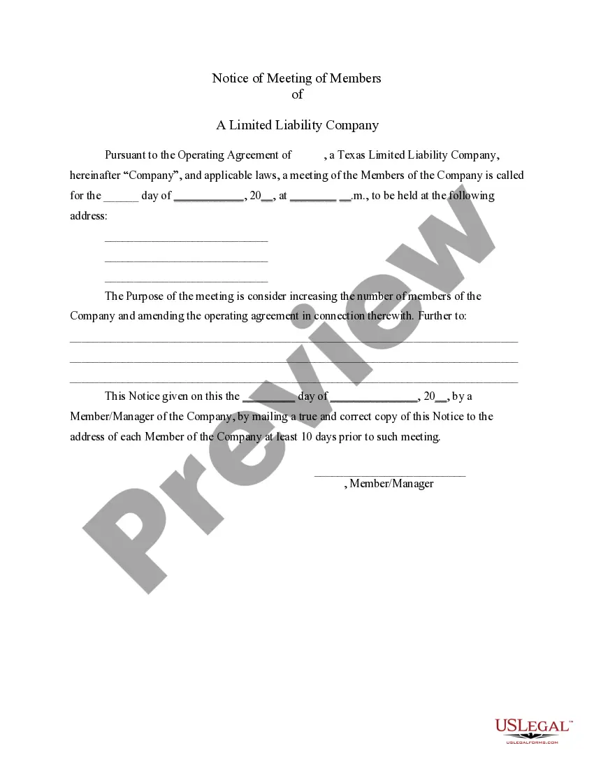 Preview LLC Notices, Resolutions and other Operations Forms Package