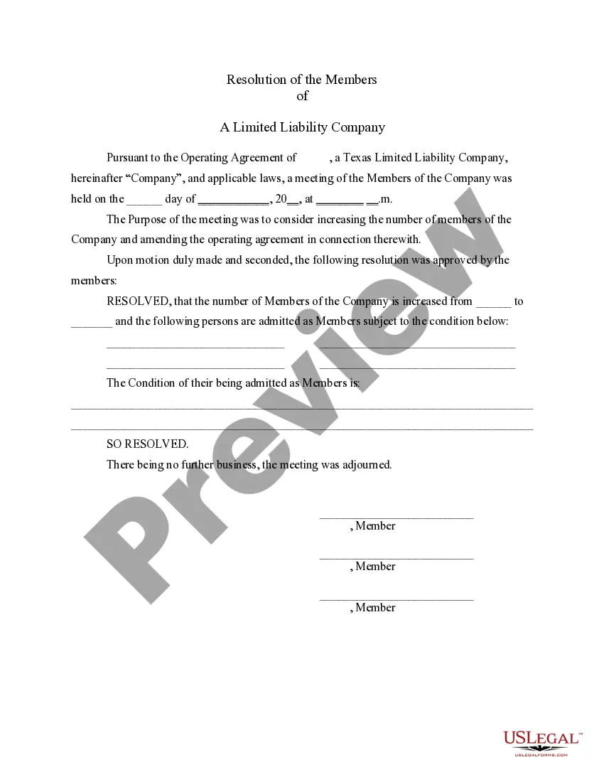 Preview LLC Notices, Resolutions and other Operations Forms Package