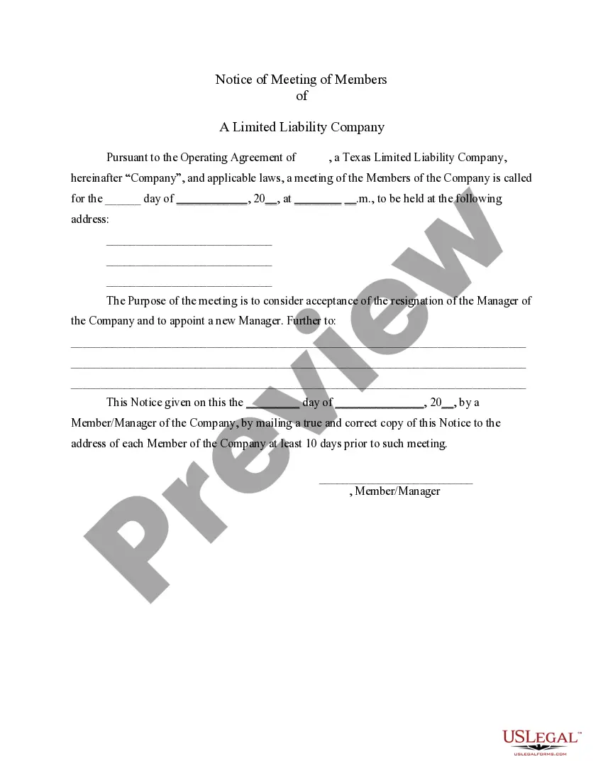Preview LLC Notices, Resolutions and other Operations Forms Package