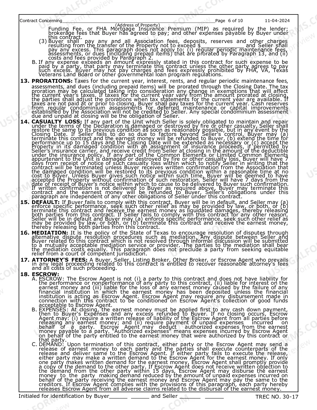 Preview Residential Condominium Contract (Resale)