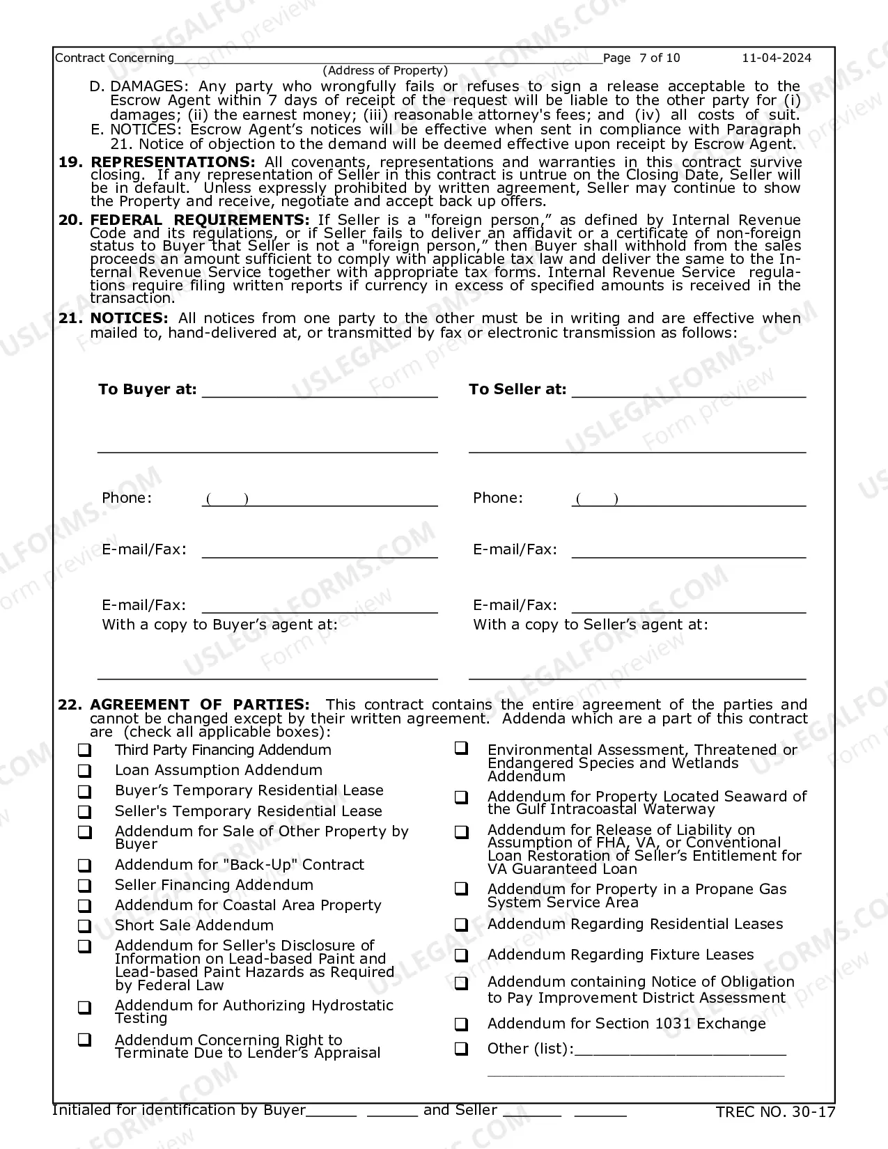 Preview Residential Condominium Contract (Resale)