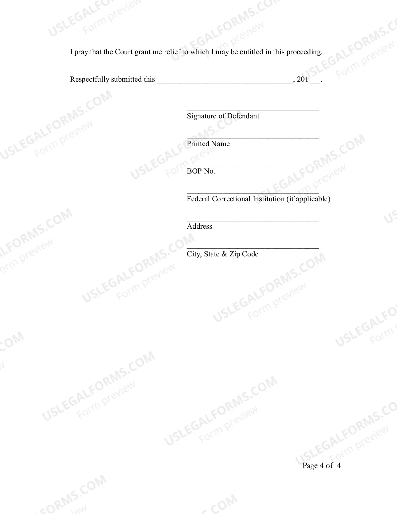 Preview Defendants Motion And Questionnaire For Reduction of Sentence