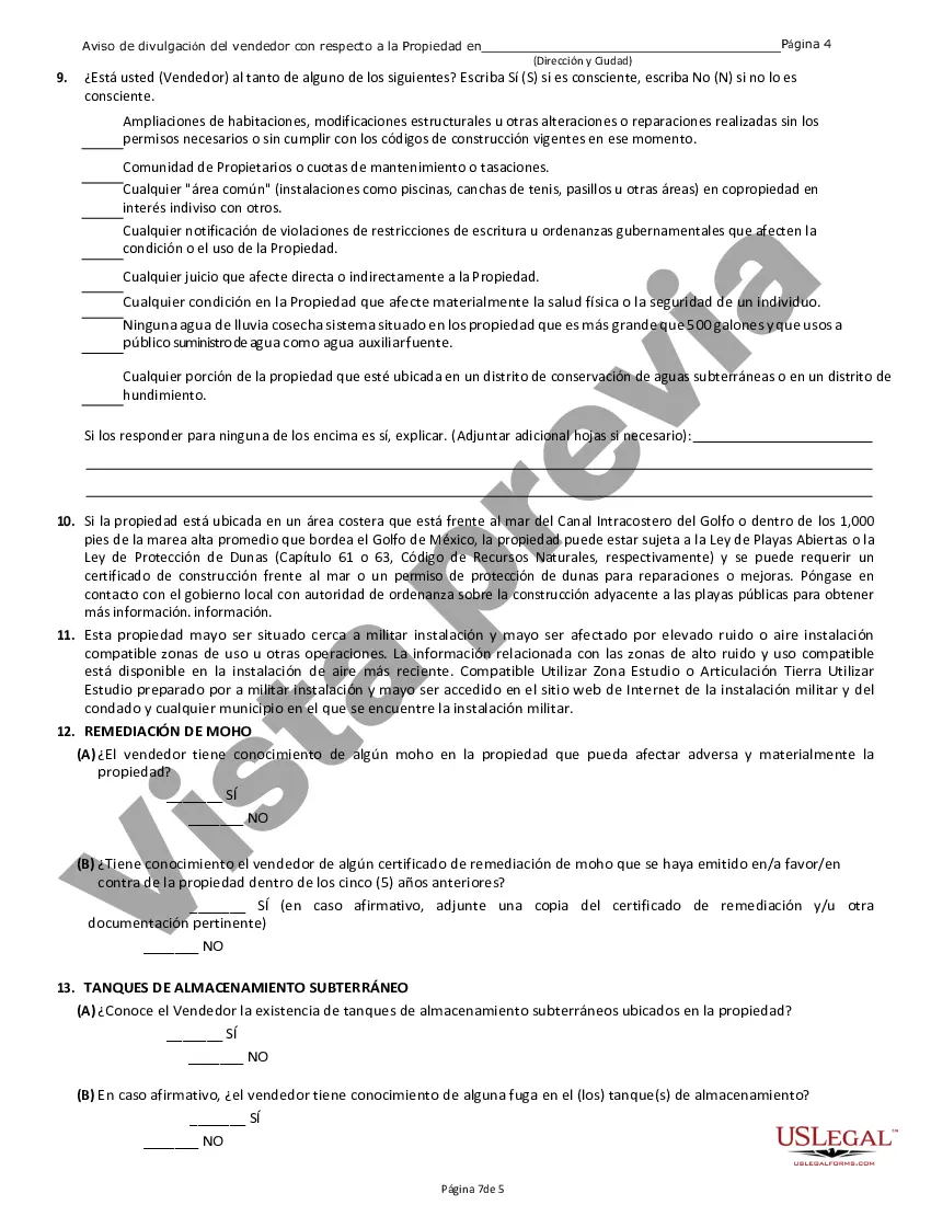 Preview Declaración de divulgación de propiedad comercial del vendedor