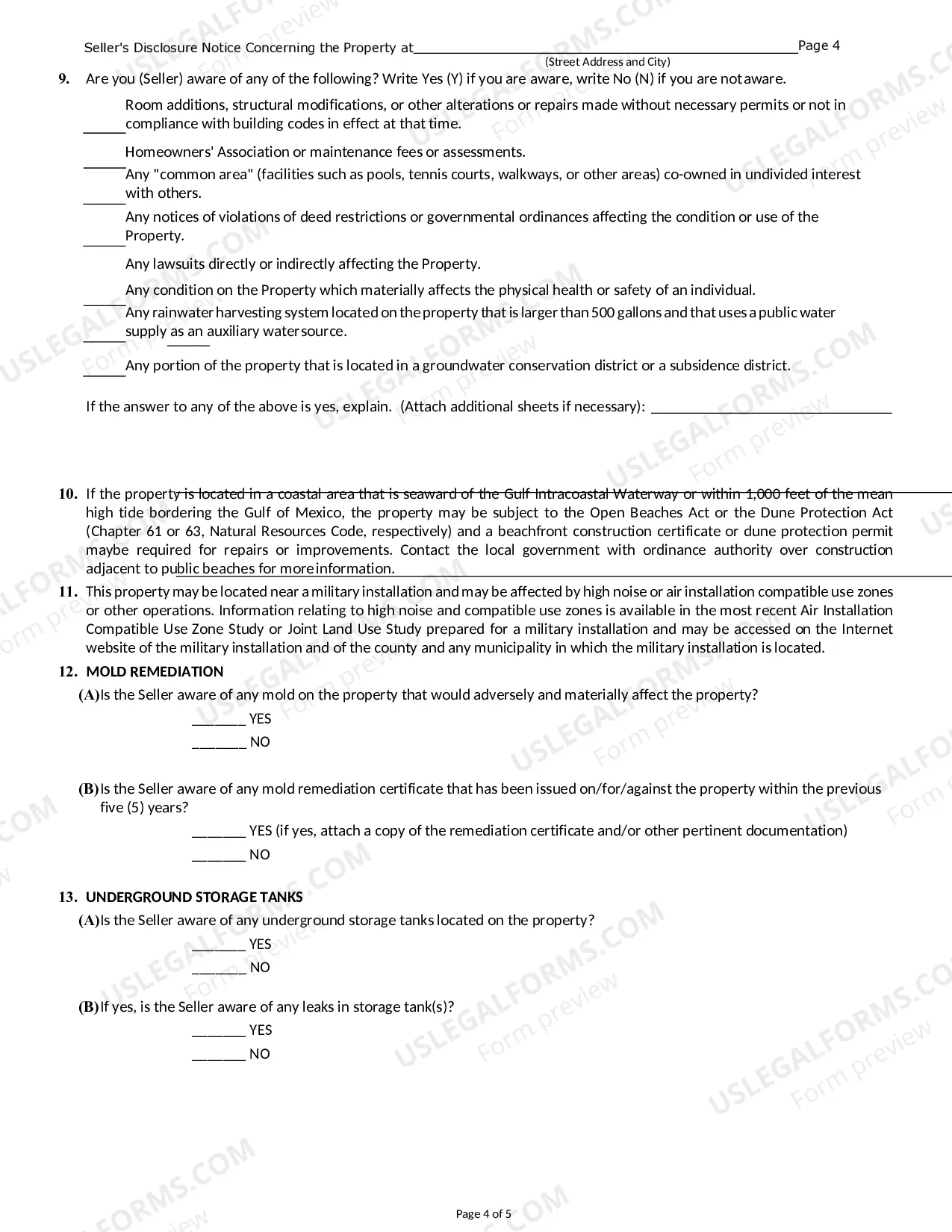 Preview Seller's Commercial Property Disclosure Statement