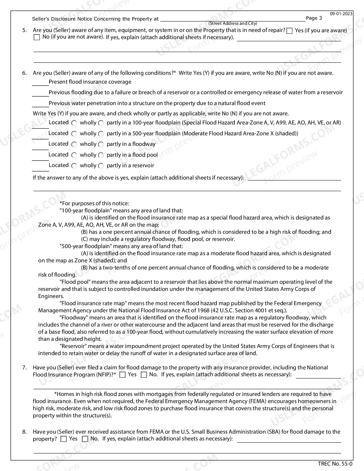 Preview Residential Real Estate Sales Disclosure Statement