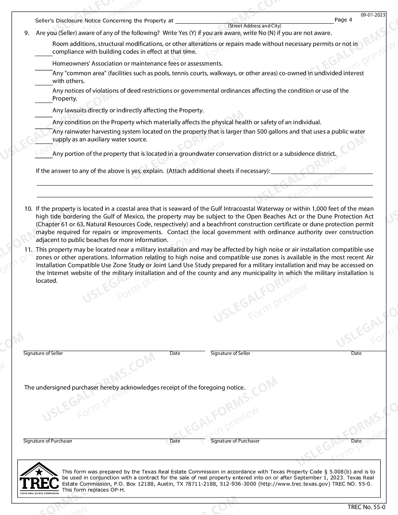 Preview Residential Real Estate Sales Disclosure Statement