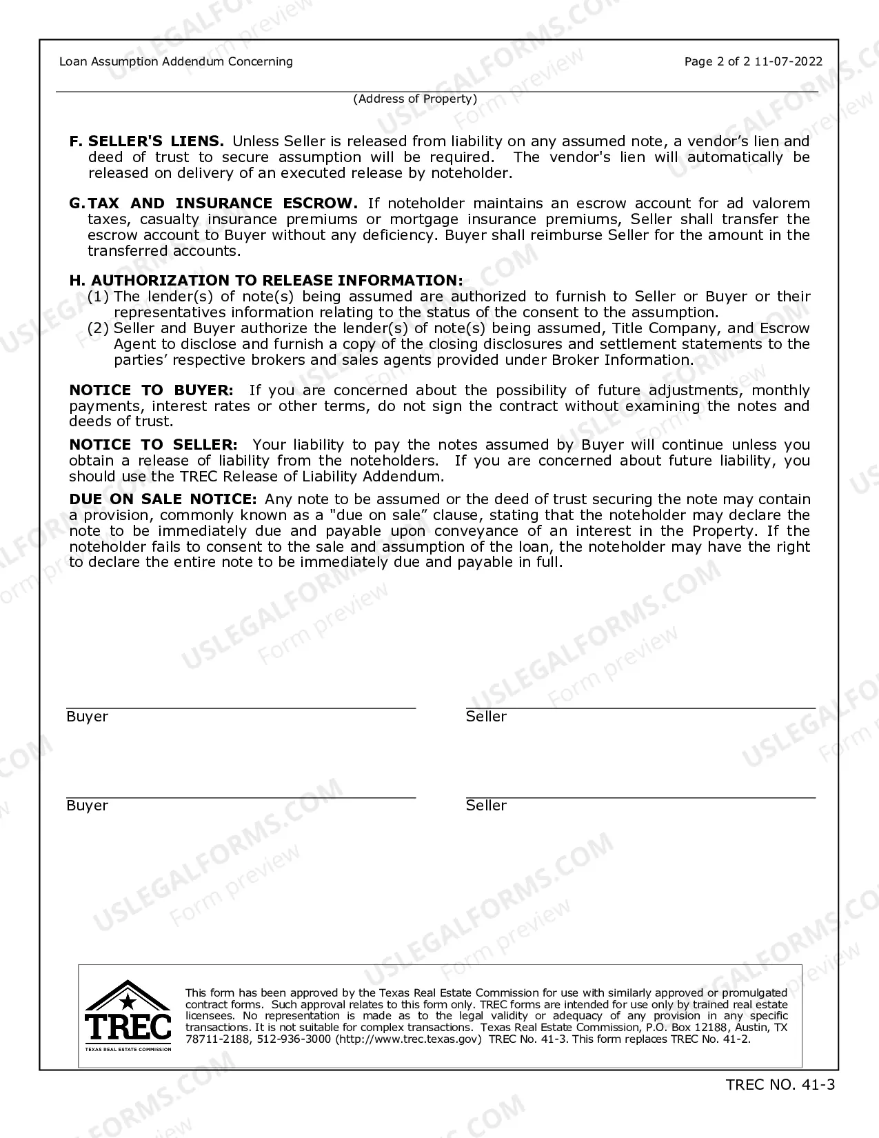 Preview Loan Assumption Addendum