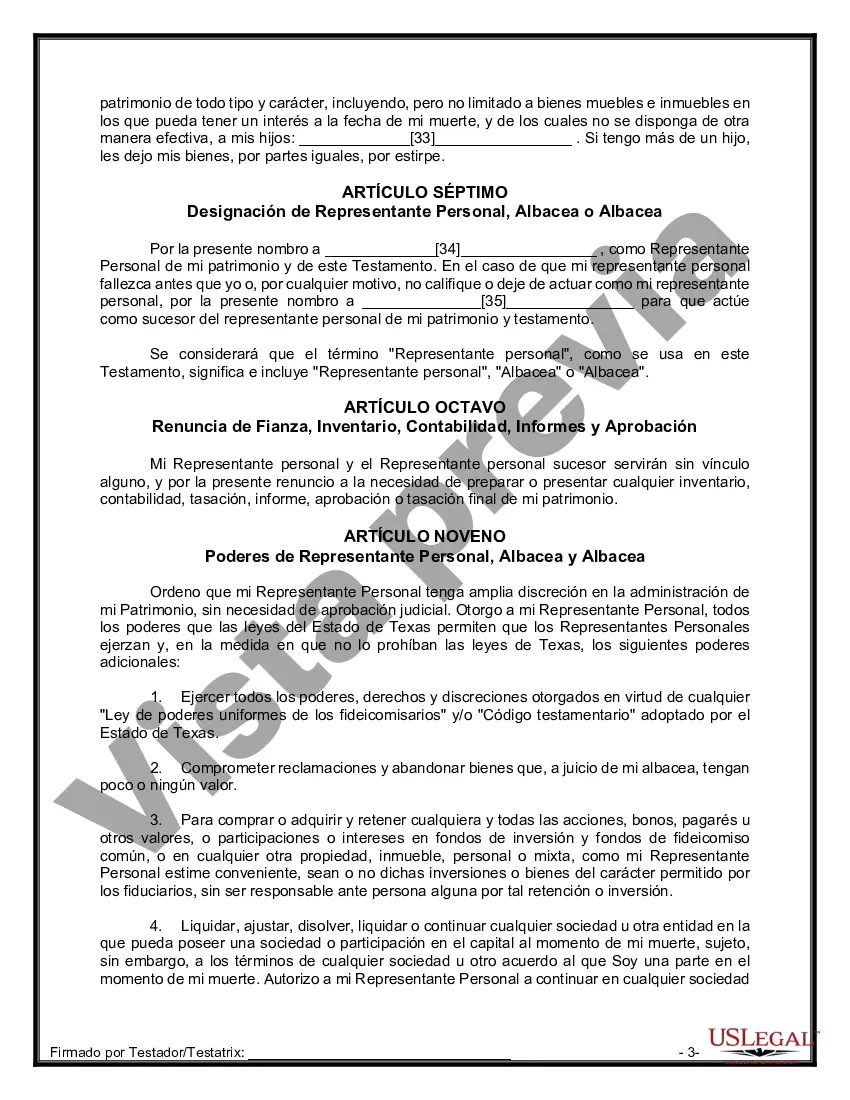 Preview Paquete de Testamentos Mutuos de Últimas Voluntades y Testamentos para Personas Solteras que Conviven con Hijos Mayores de Edad