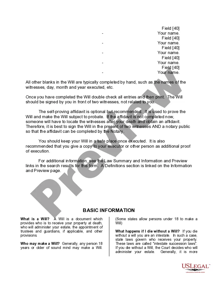 Preview Mutual Wills Package of Last Wills and Testaments for Man and Woman Living Together Not Married With Adult Children