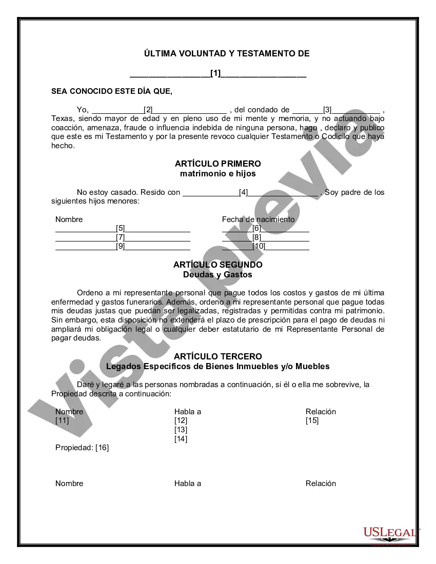 Preview Testamentos Mutuos o Últimas Voluntades y Testamentos para Personas Solteras que Conviven con Hijos Menores