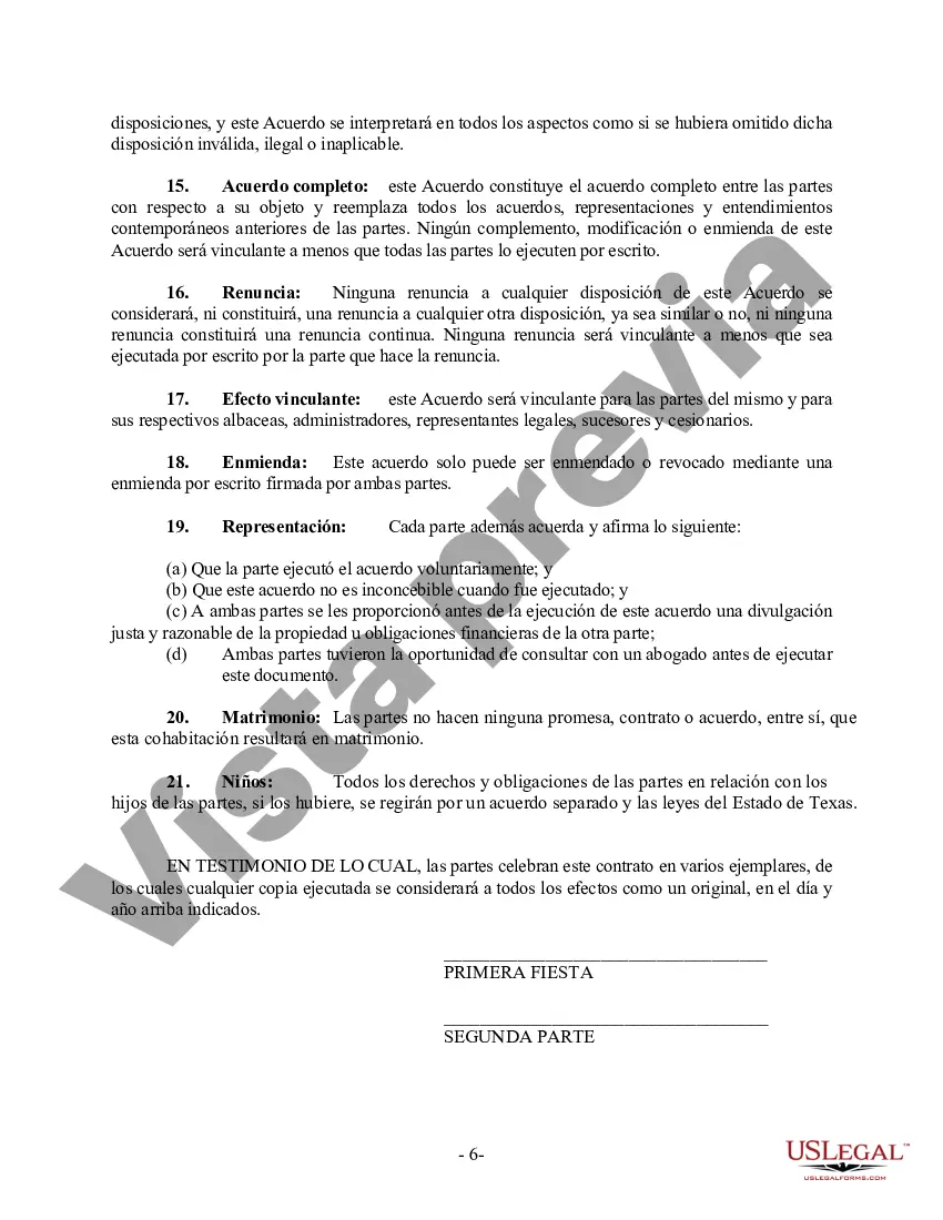 Preview Acuerdo de convivencia no marital de convivencia