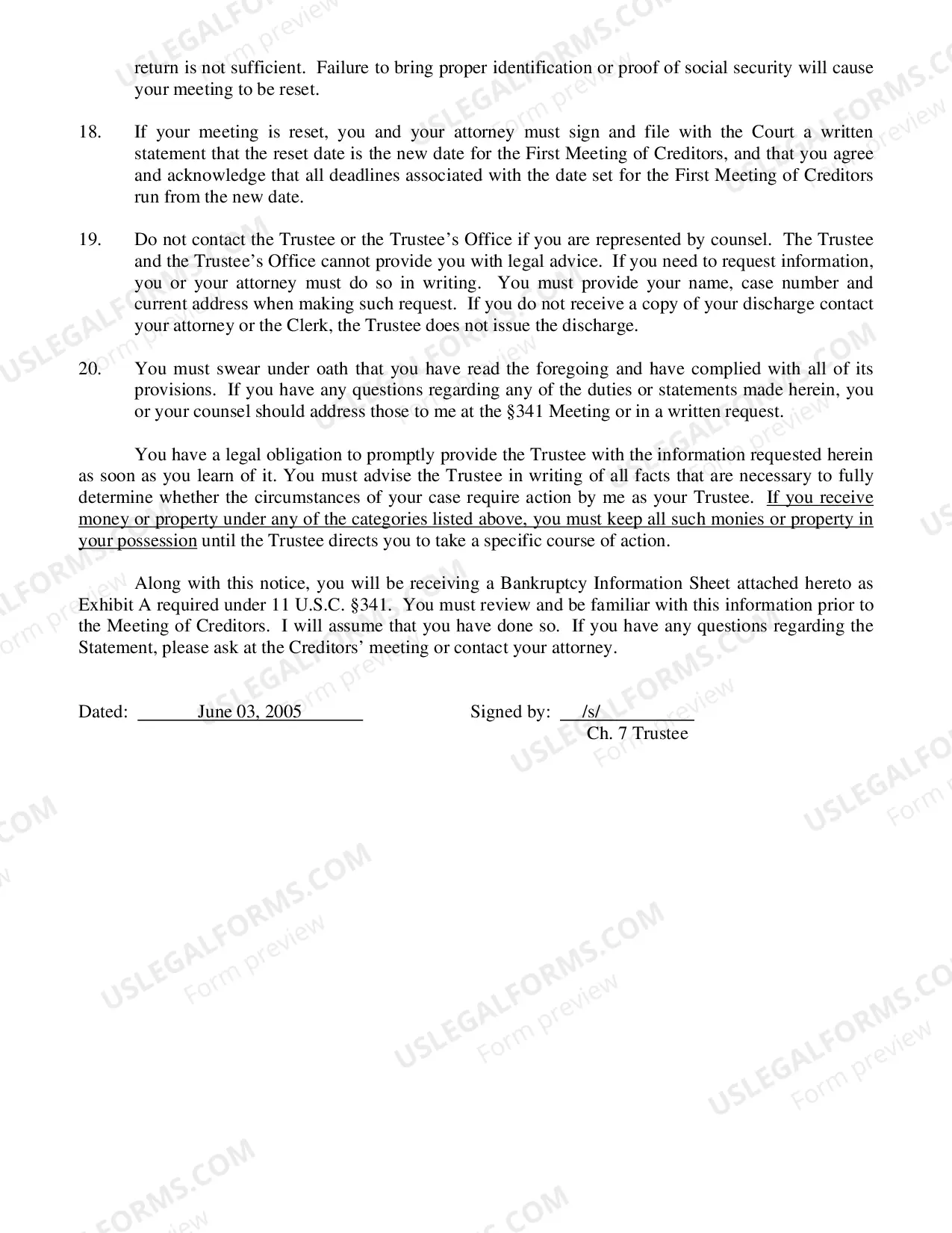 Preview Chapter 7 Debtors Duties and Responsibilities
