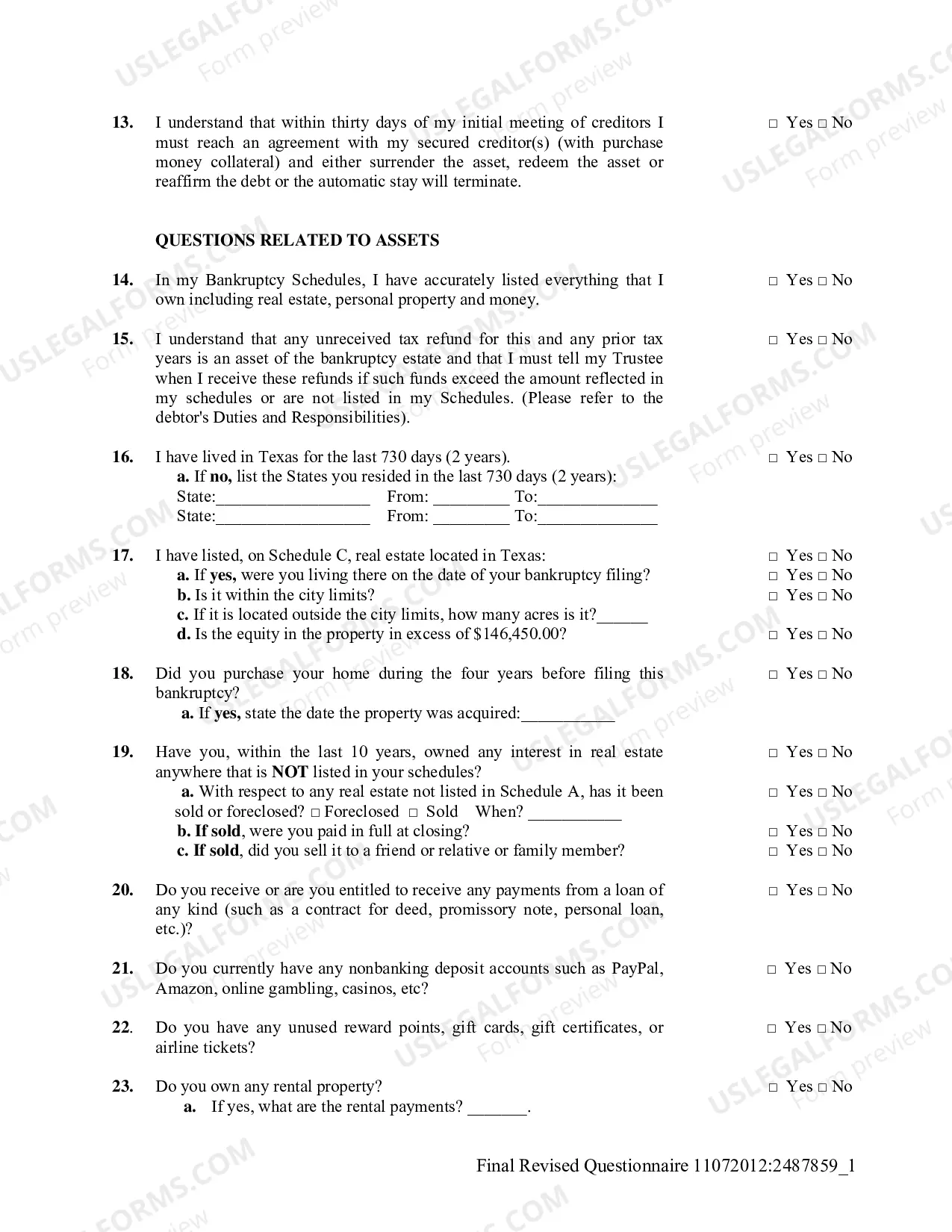 Preview Debtor's Sworn Statement for 341 Meeting