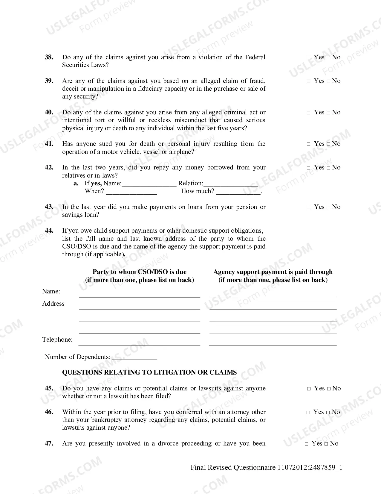 Preview Debtor's Sworn Statement for 341 Meeting