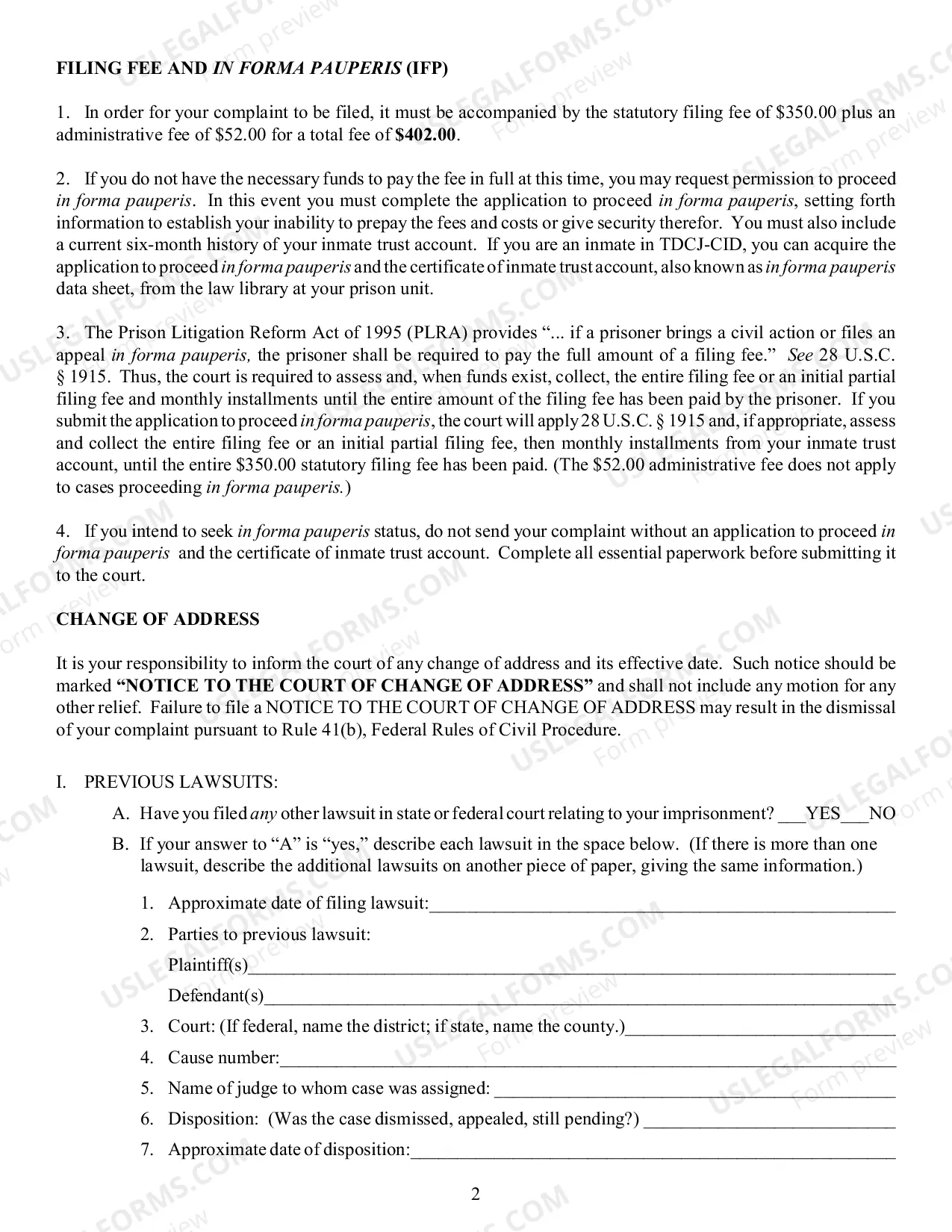 Preview Complaint Under 42 U.S.C. 1983 Prisoner Civil Rights