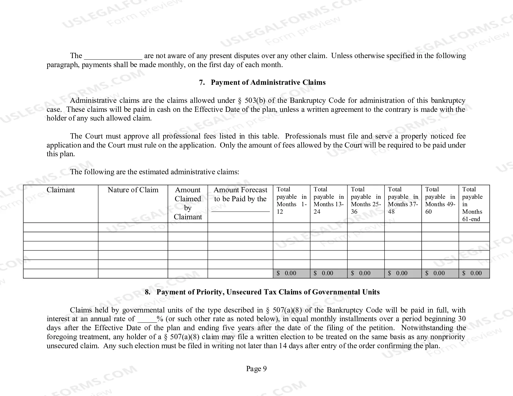 Preview Model Individual Chapter 11 Plan