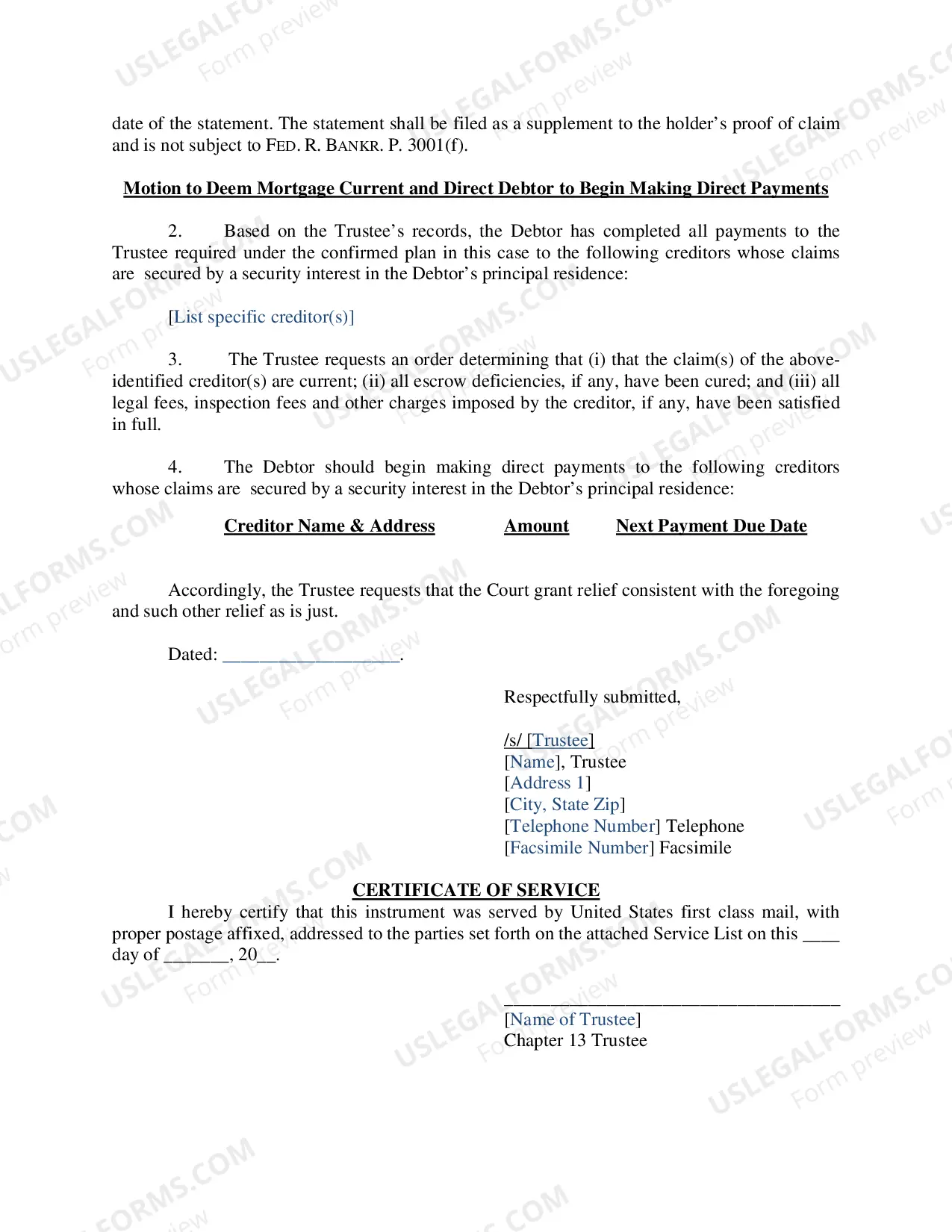 Preview Chapter 13 Trustee Procedures for Payment of Home Mortgages