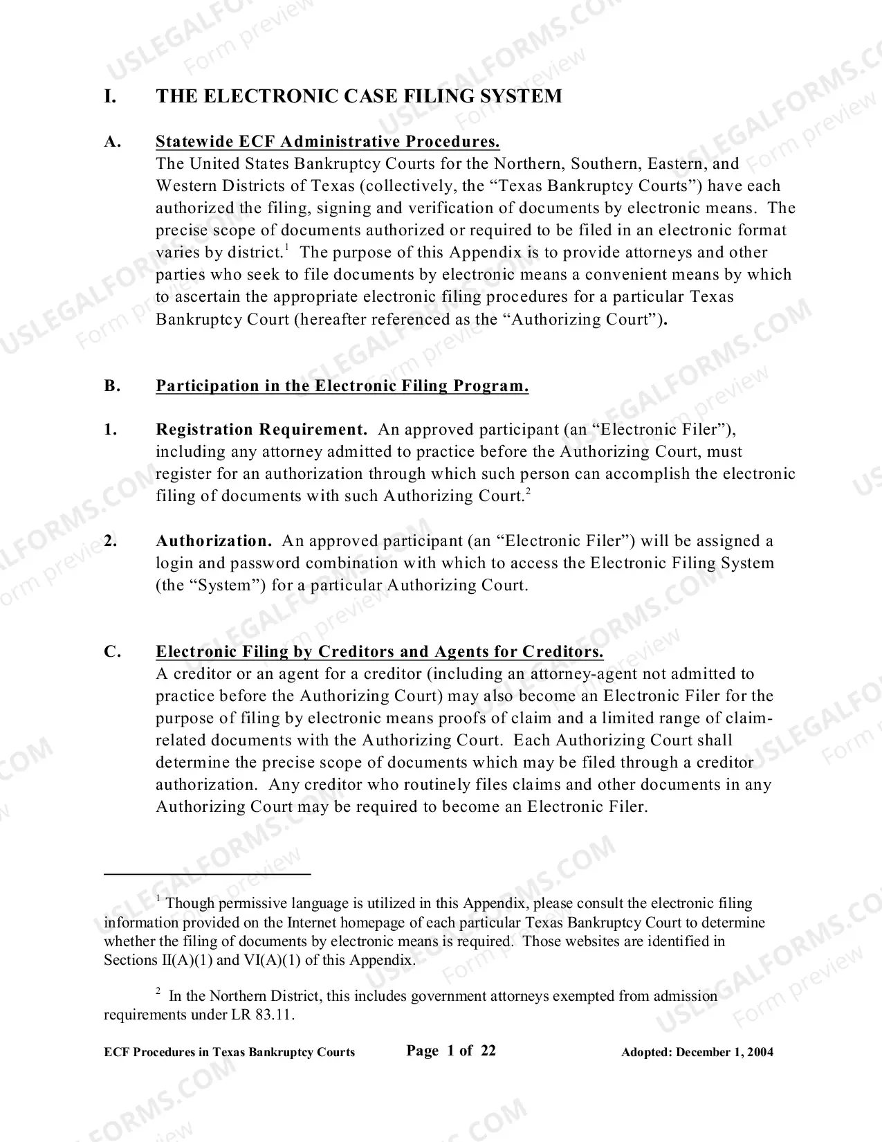 Preview Administrative Procedures for the Filing, Signing, and Verifying of Documents by Electronic Means in Texas Bankruptcy Courts