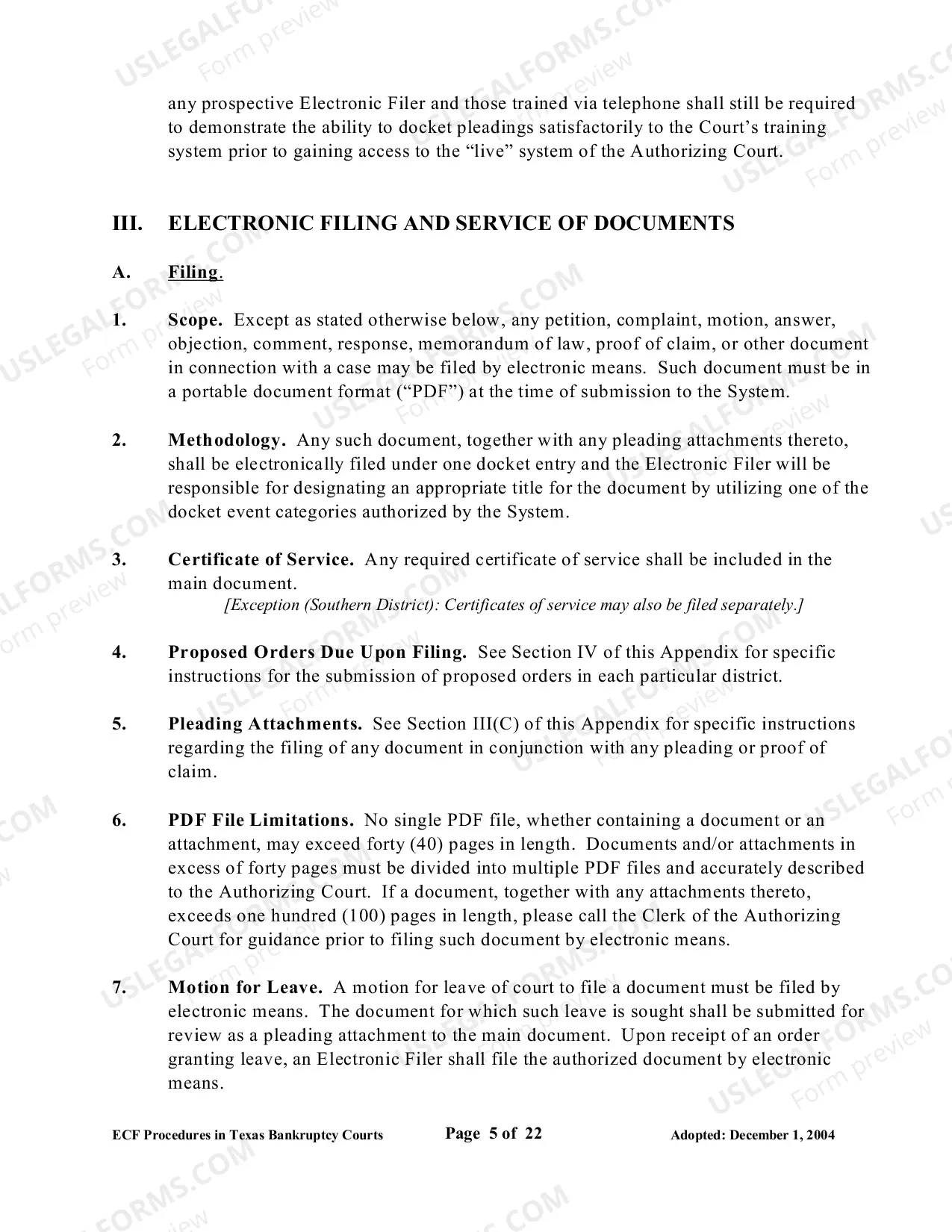 Preview Administrative Procedures for the Filing, Signing, and Verifying of Documents by Electronic Means in Texas Bankruptcy Courts
