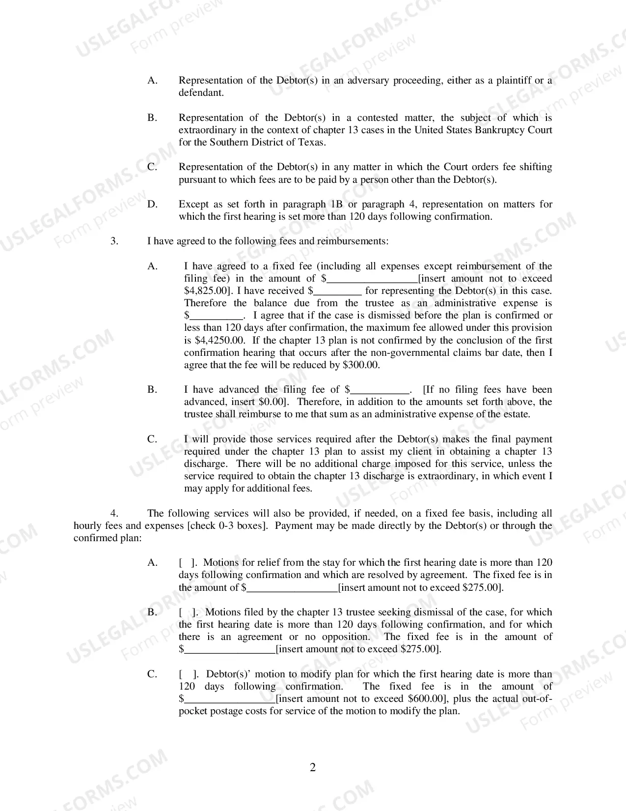 Preview Application for Approval of Fixed Fee in Chapter 13 Non Standard Cases