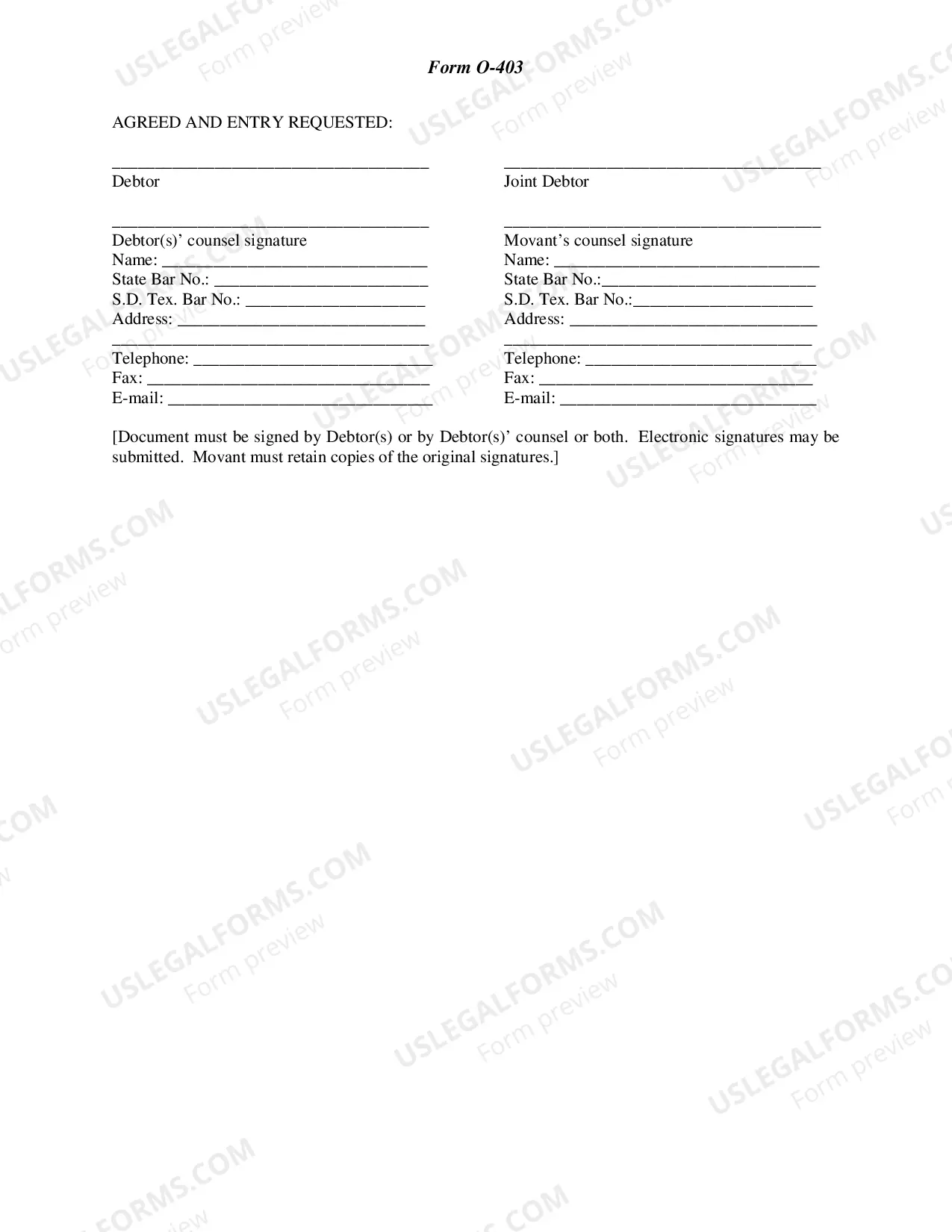 Preview Agreed Order Conditioning Stay on Home -- Homeowner Associations (O-403)