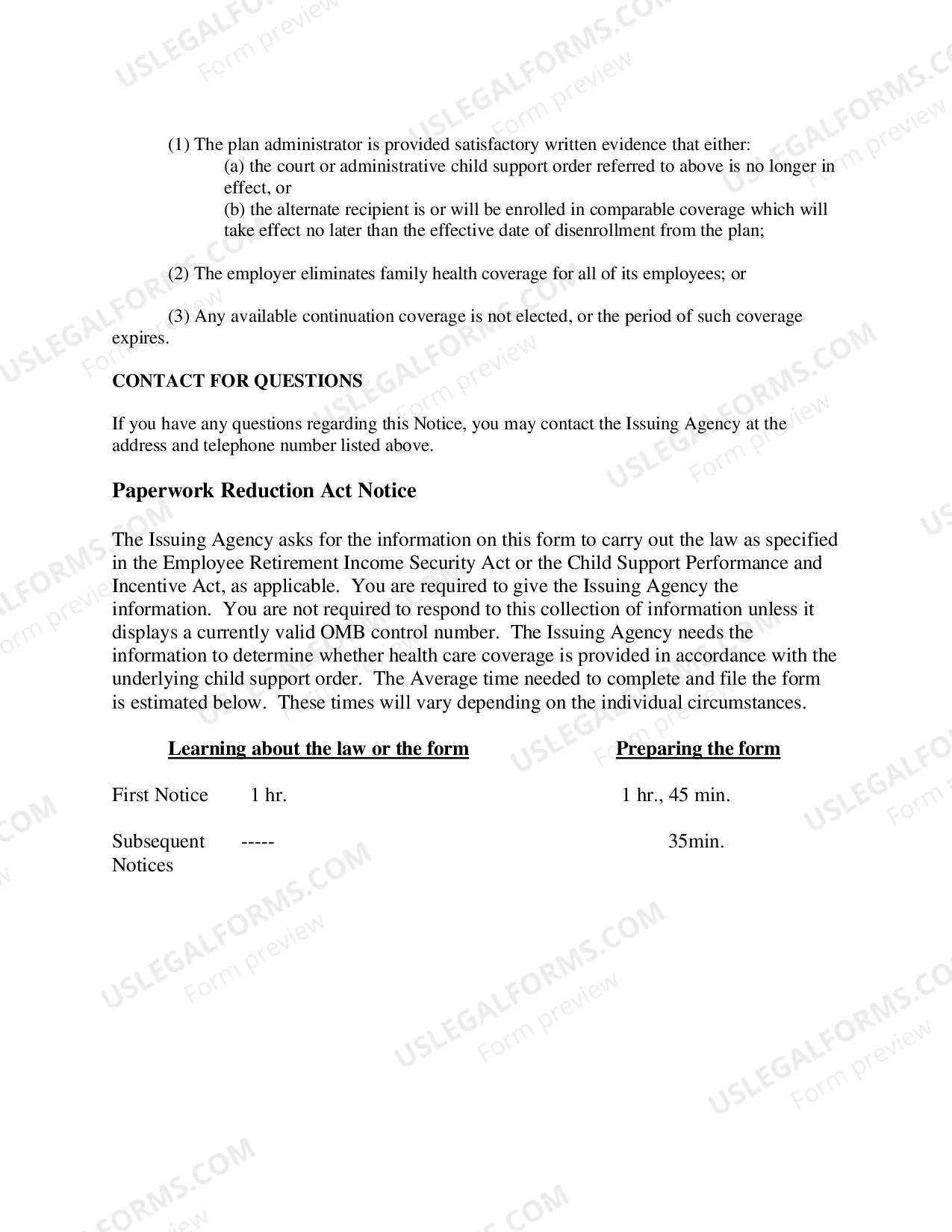 Preview Notice to Withhold For Health Care Coverage