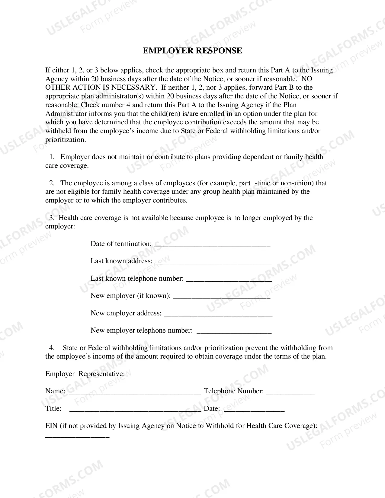 Preview Notice to Withhold For Health Care Coverage