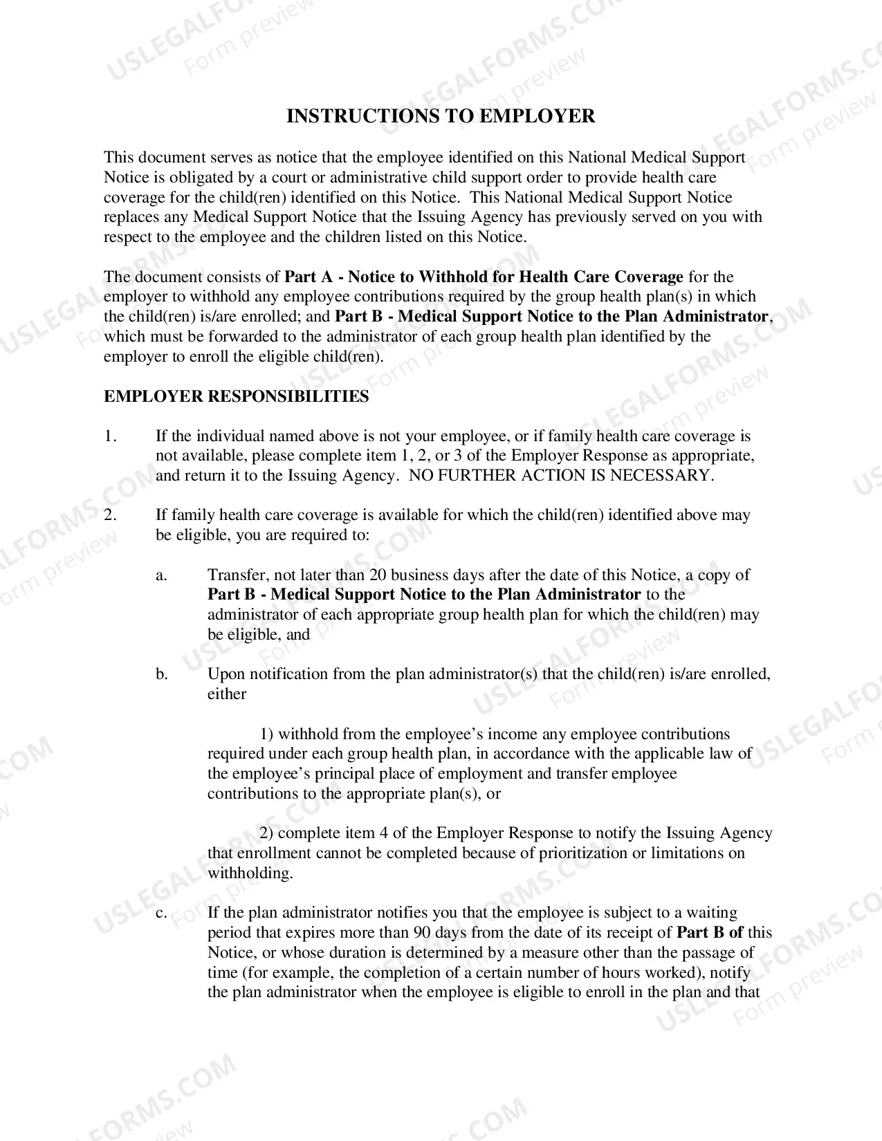 Preview Notice to Withhold For Health Care Coverage