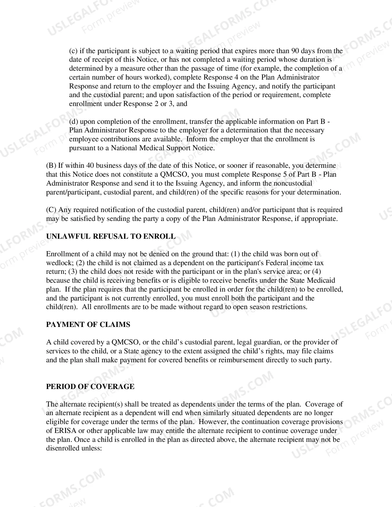 Preview Notice to Withhold For Health Care Coverage