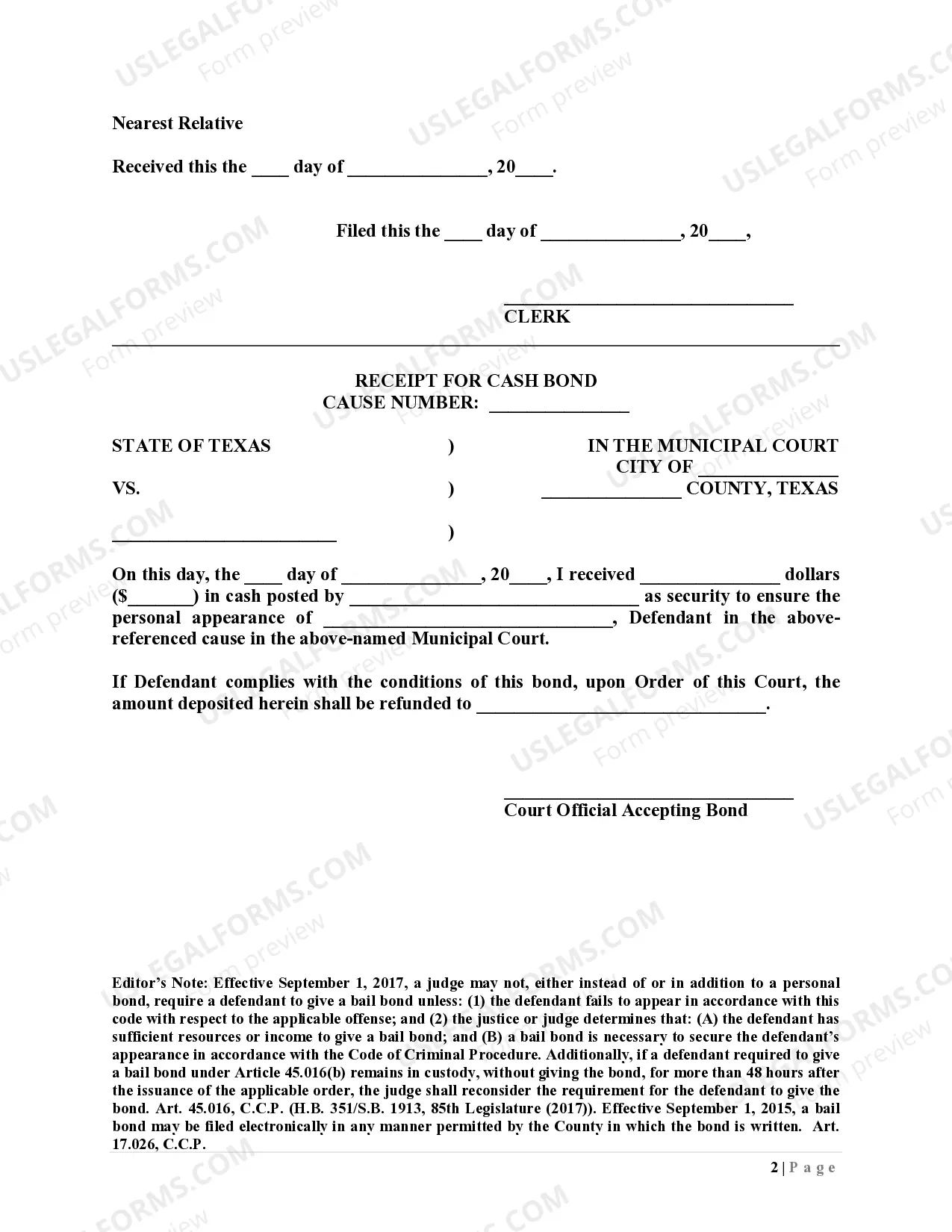 Preview Defendant's Cash Bond Paid by Third-Party