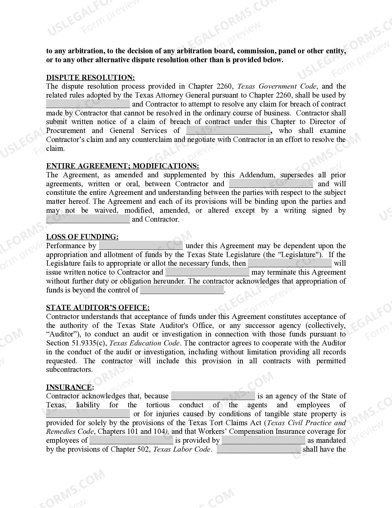 Preview Addendum to Agreement