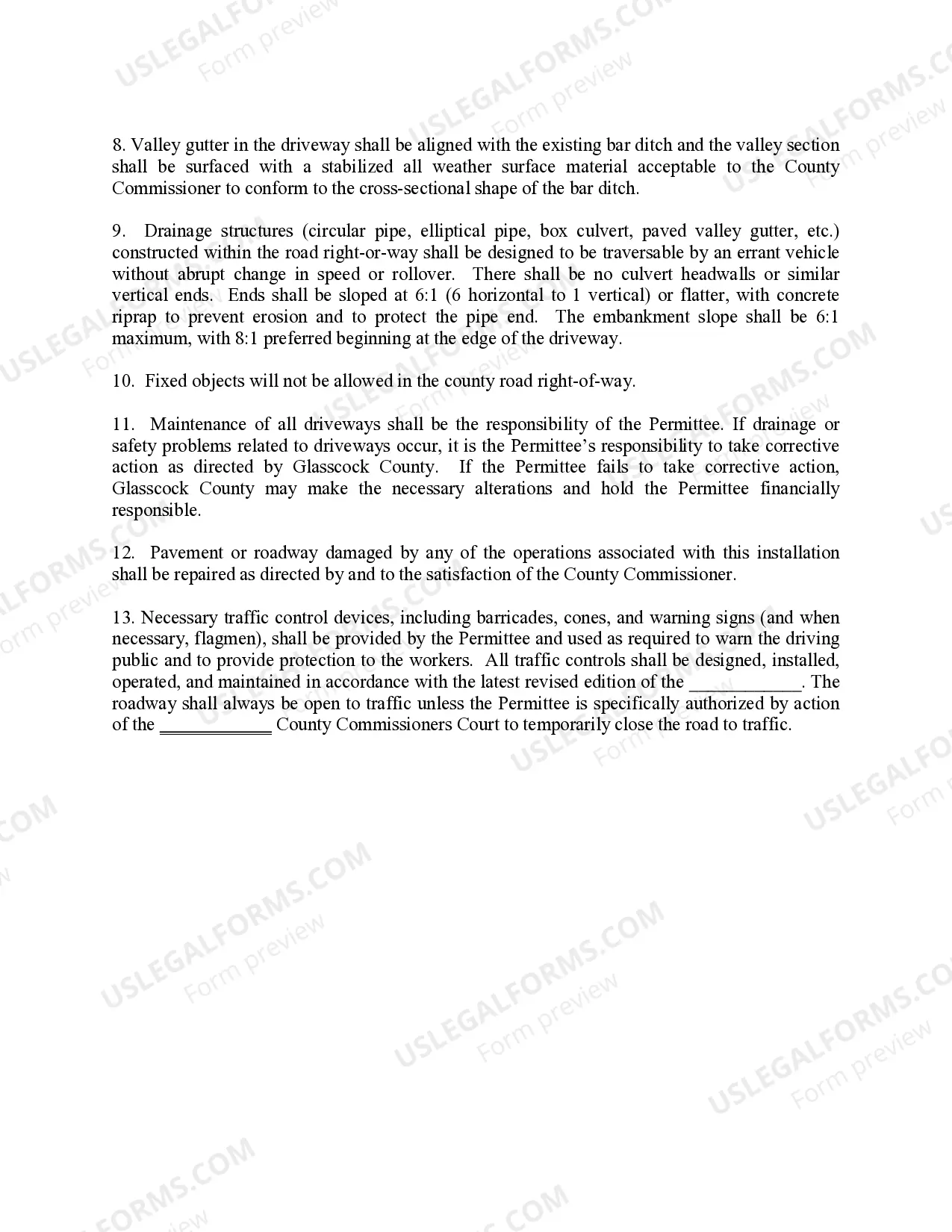 Preview Permit for Installation on County Rights-of-Way - Access Driveway
