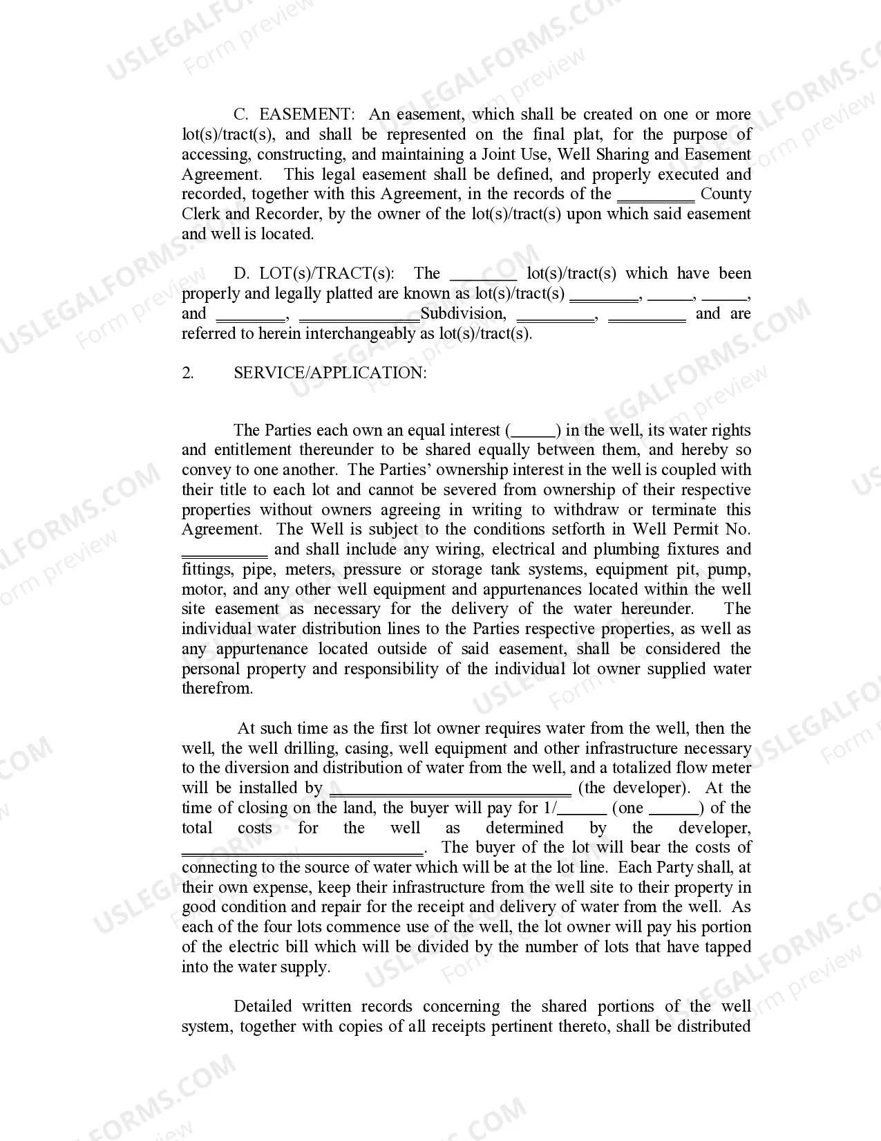 Preview Joint Use Well Agreement