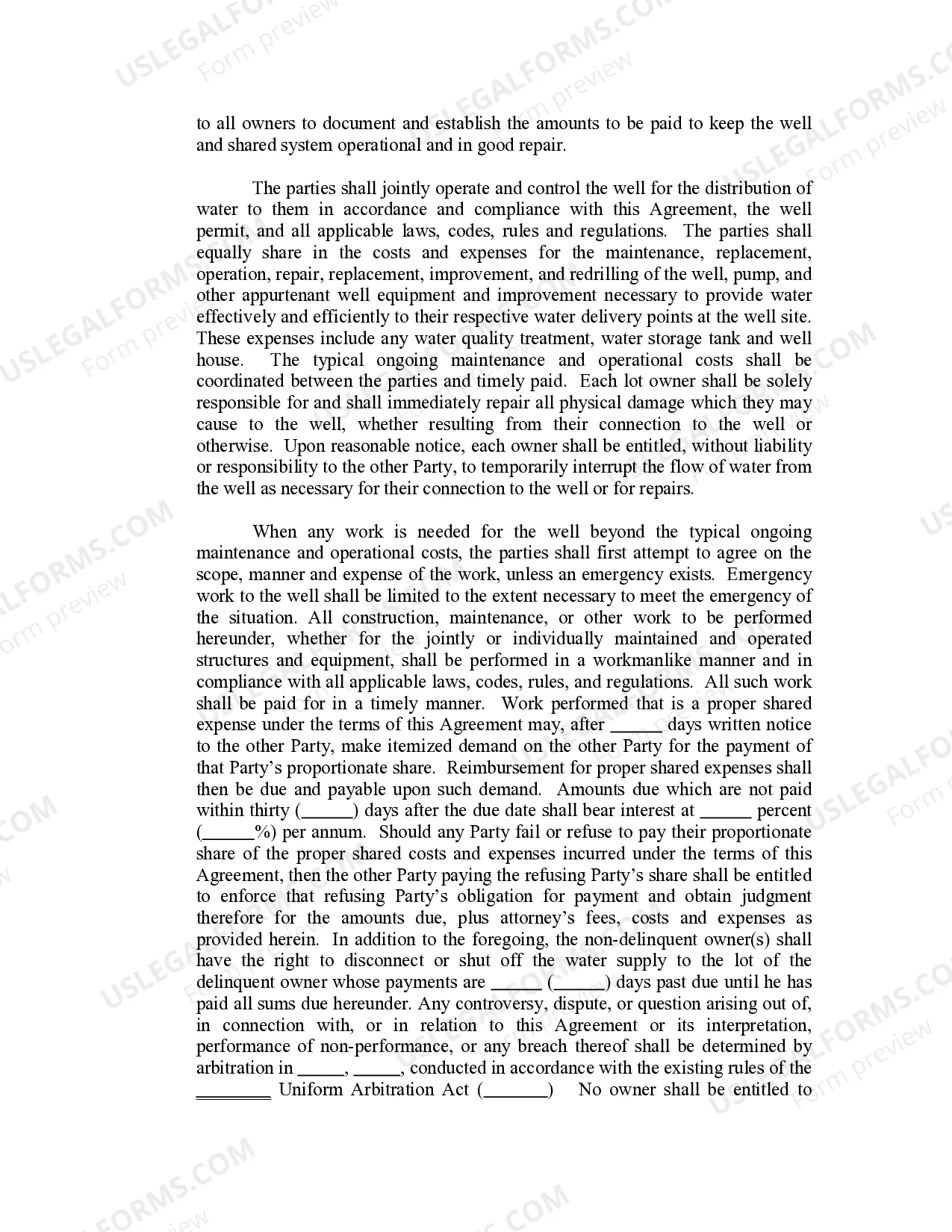 Preview Joint Use Well Agreement