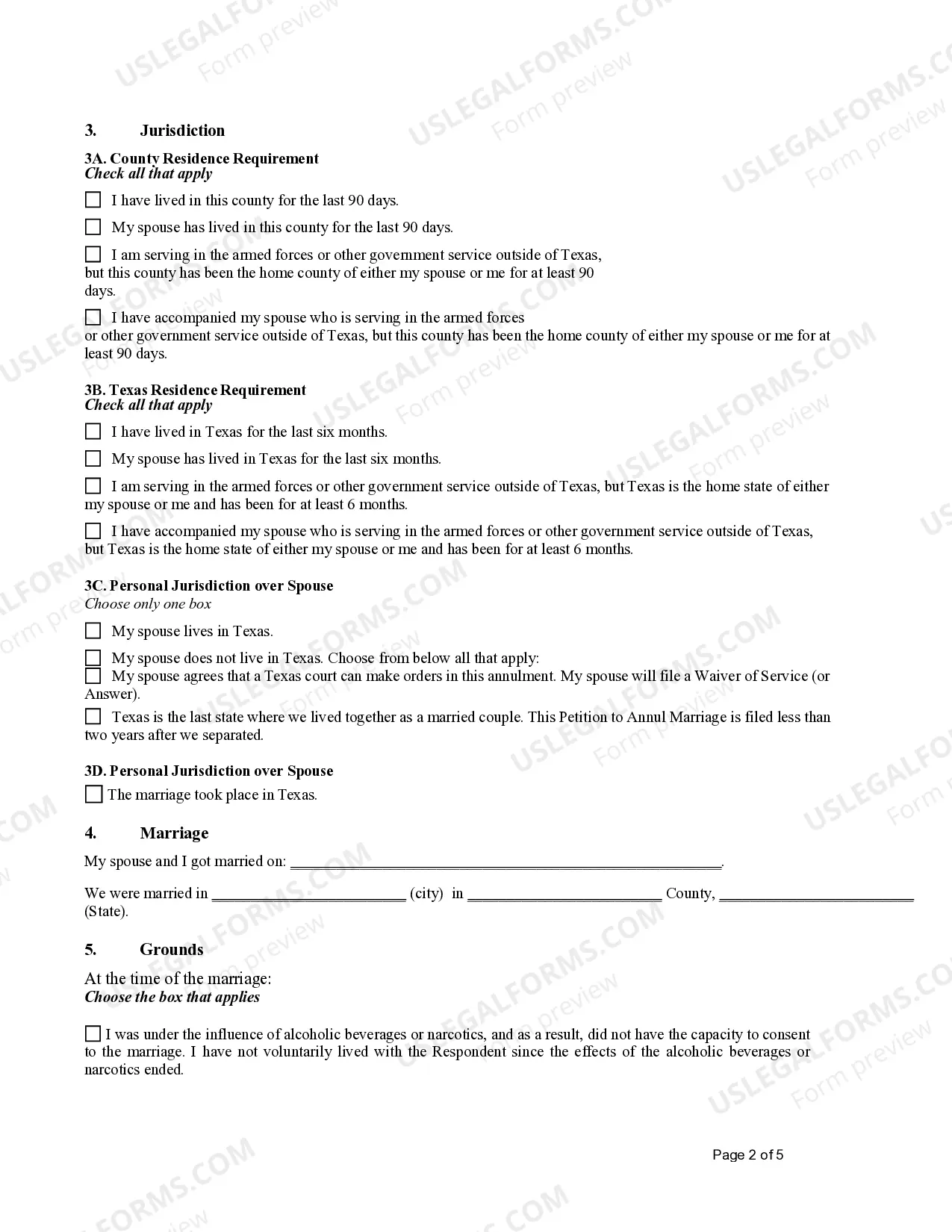 Preview Petition to Annul Marriage