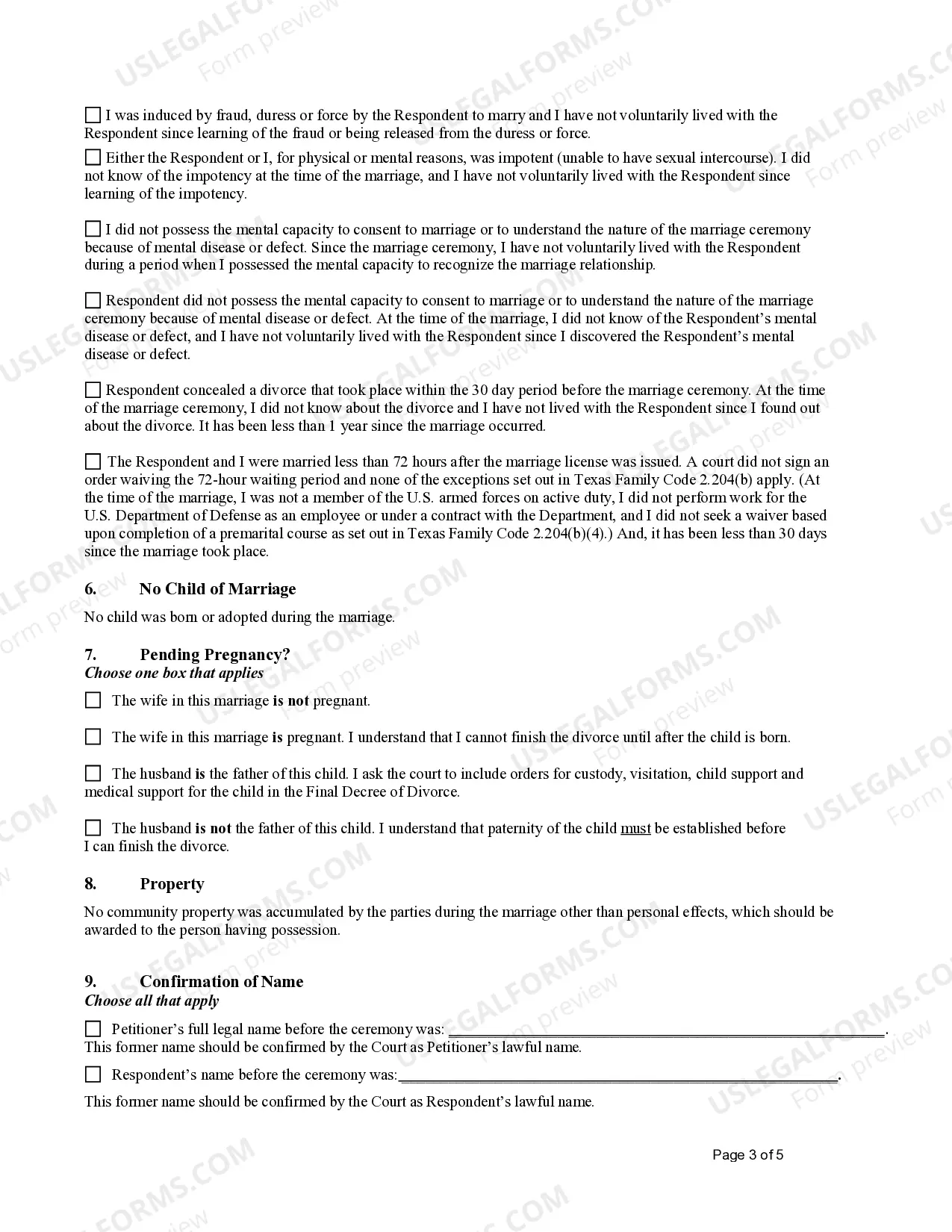 Preview Petition to Annul Marriage