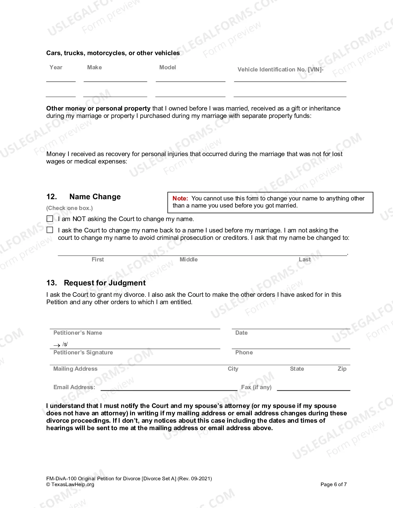 Preview Petition for Divorce for People with Adult children or No Children