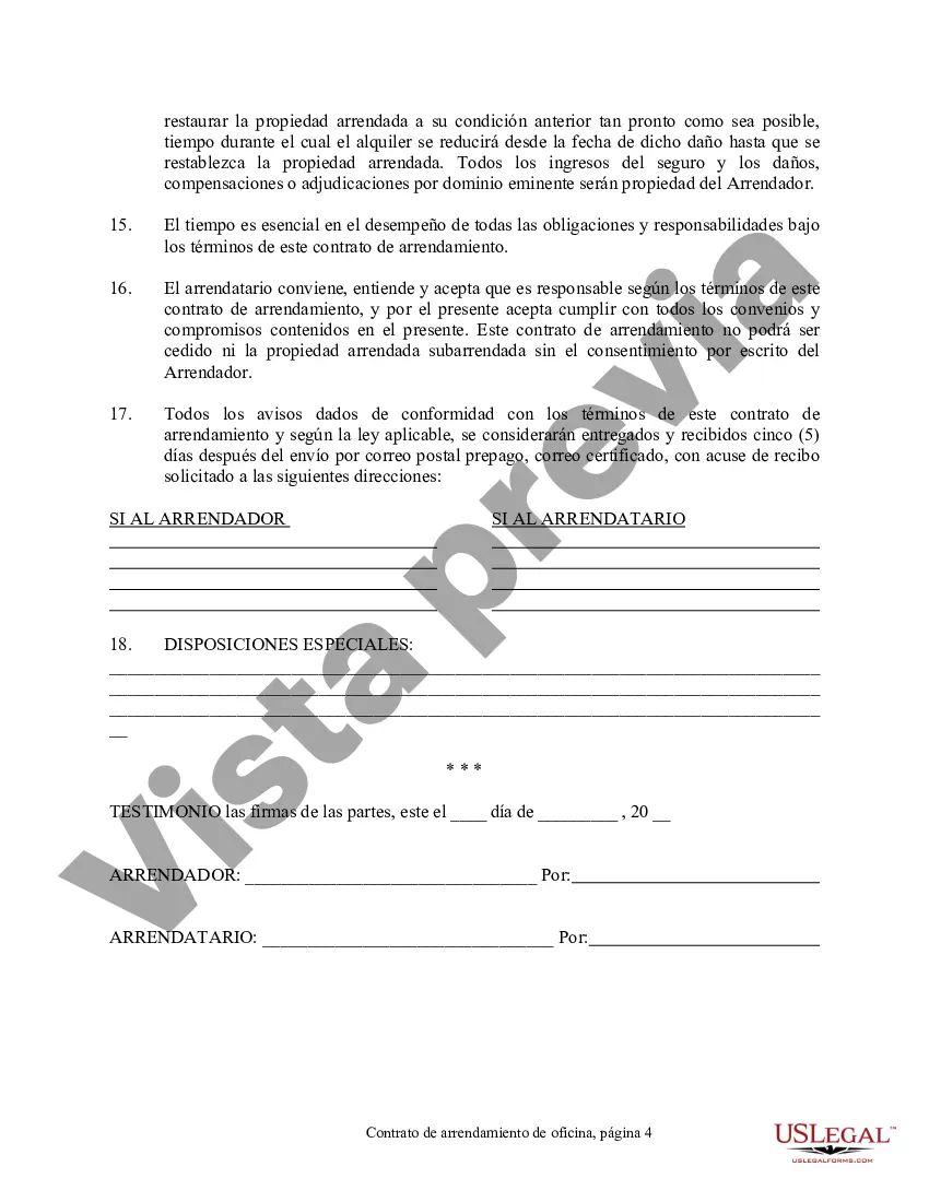 Preview Contrato de arrendamiento de oficina