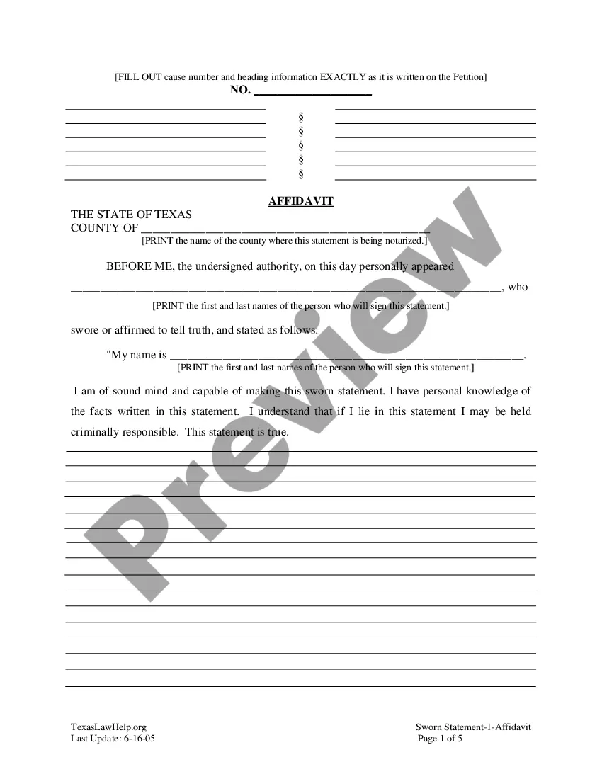 General Affidavit Form Texas For Defensive Driving | US Legal Forms