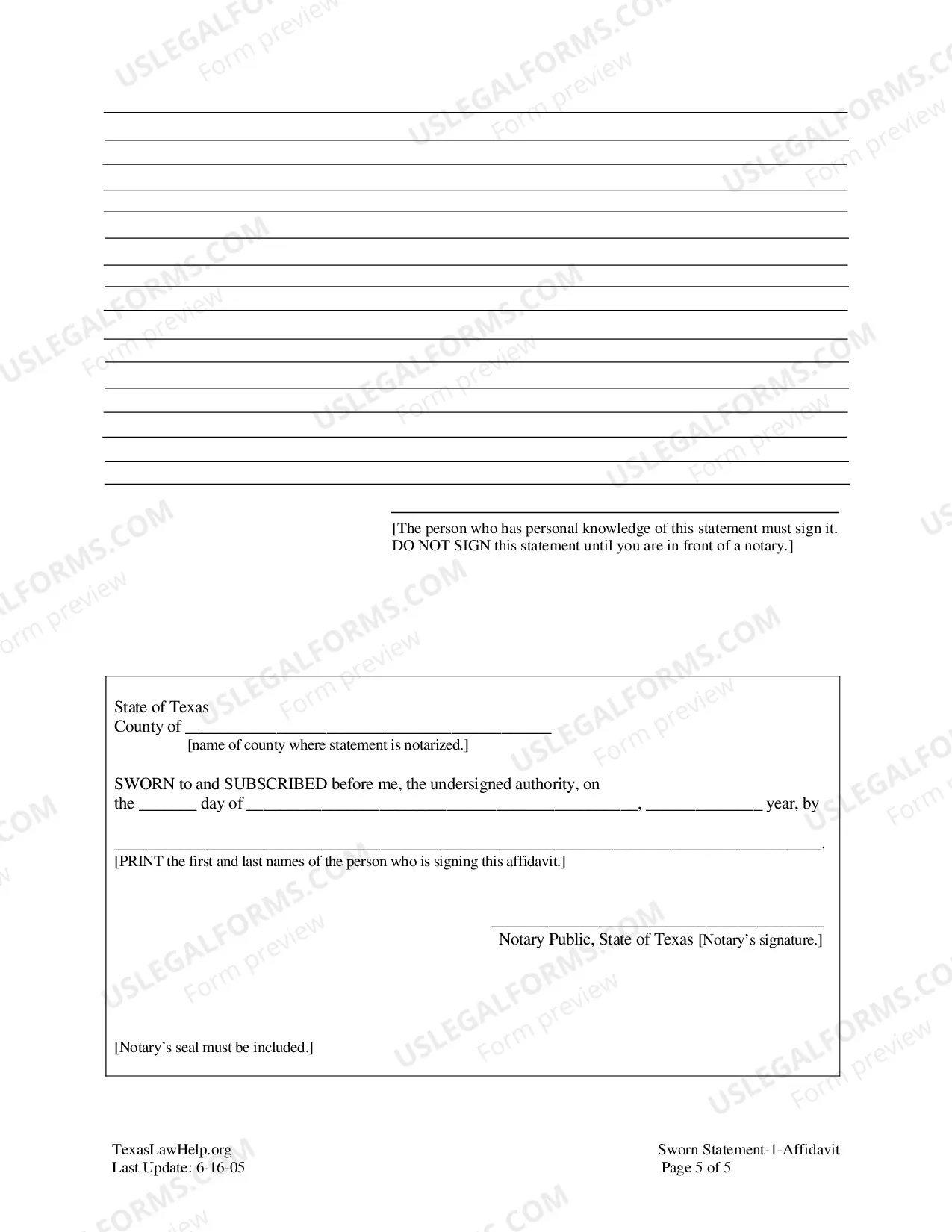 Preview General Affidavit