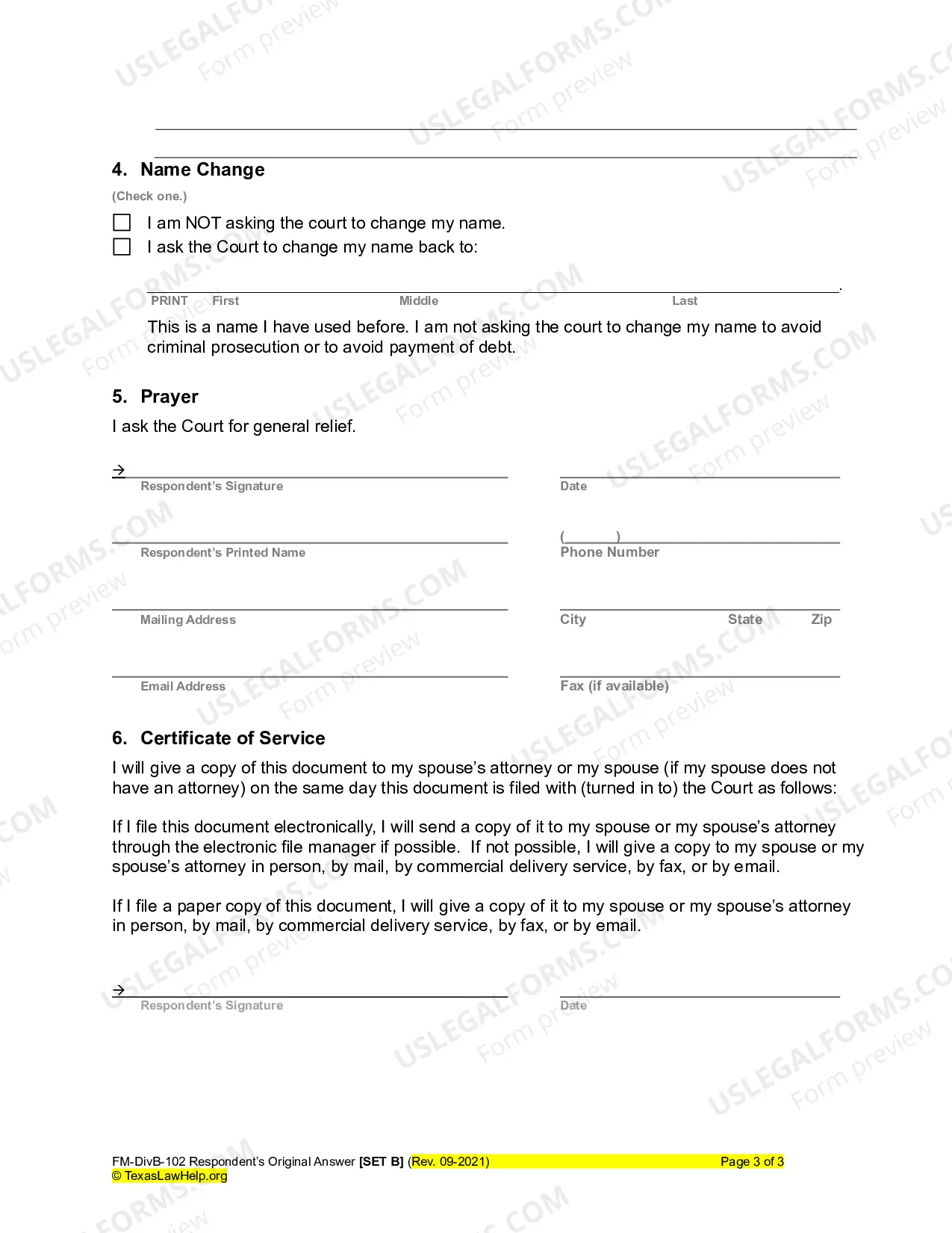 Preview Respondent's Answer to Divorce - With Children