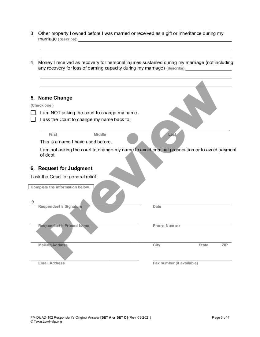texas respondents answer to divorce texas divorce pdf us legal forms