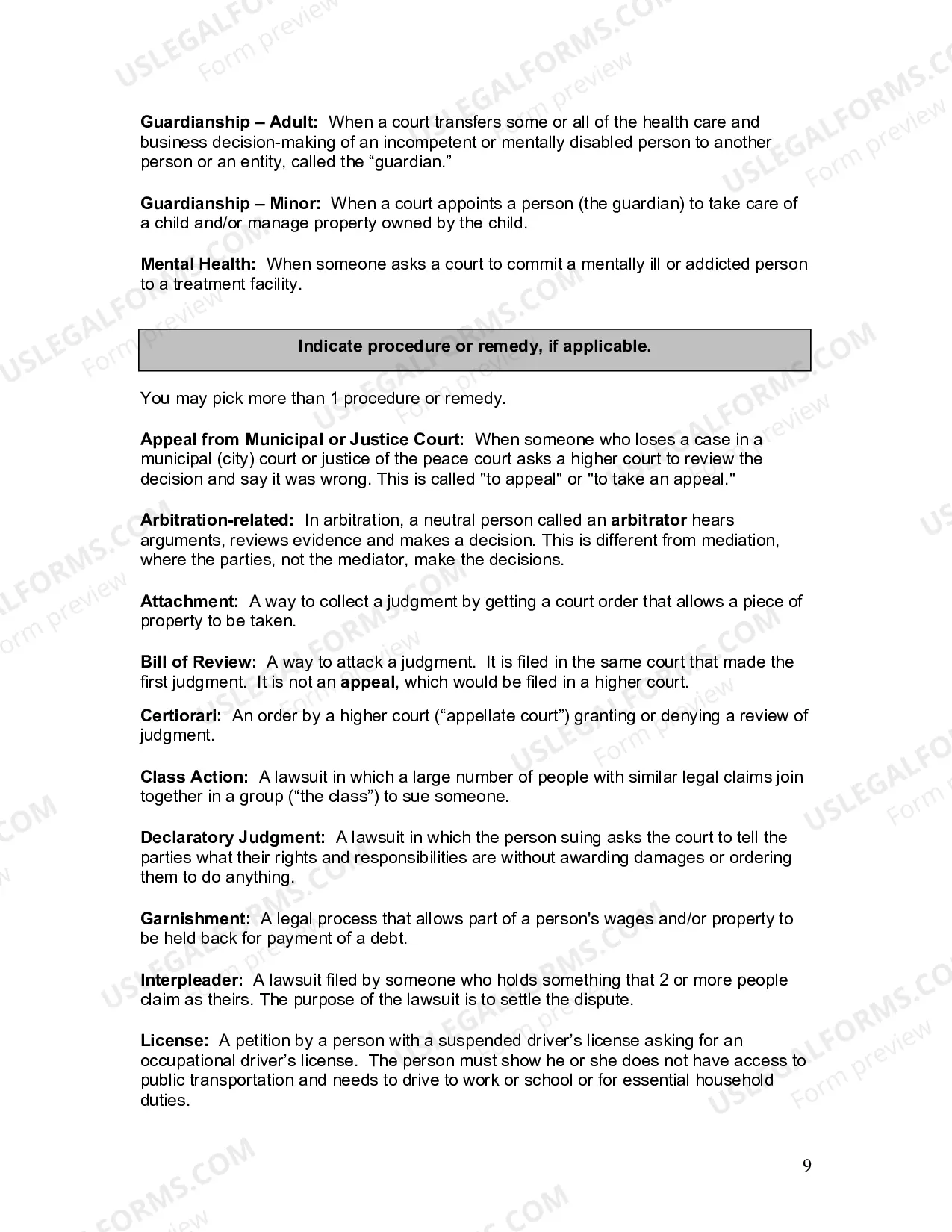Preview Supplemental Instructions for Self-Represented Litigants