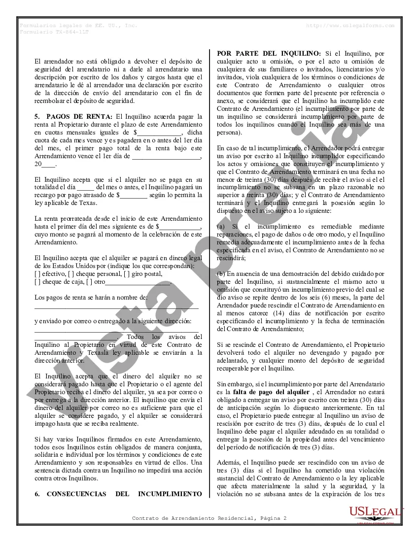 Preview Arrendamiento residencial o contrato de alquiler de mes a mes