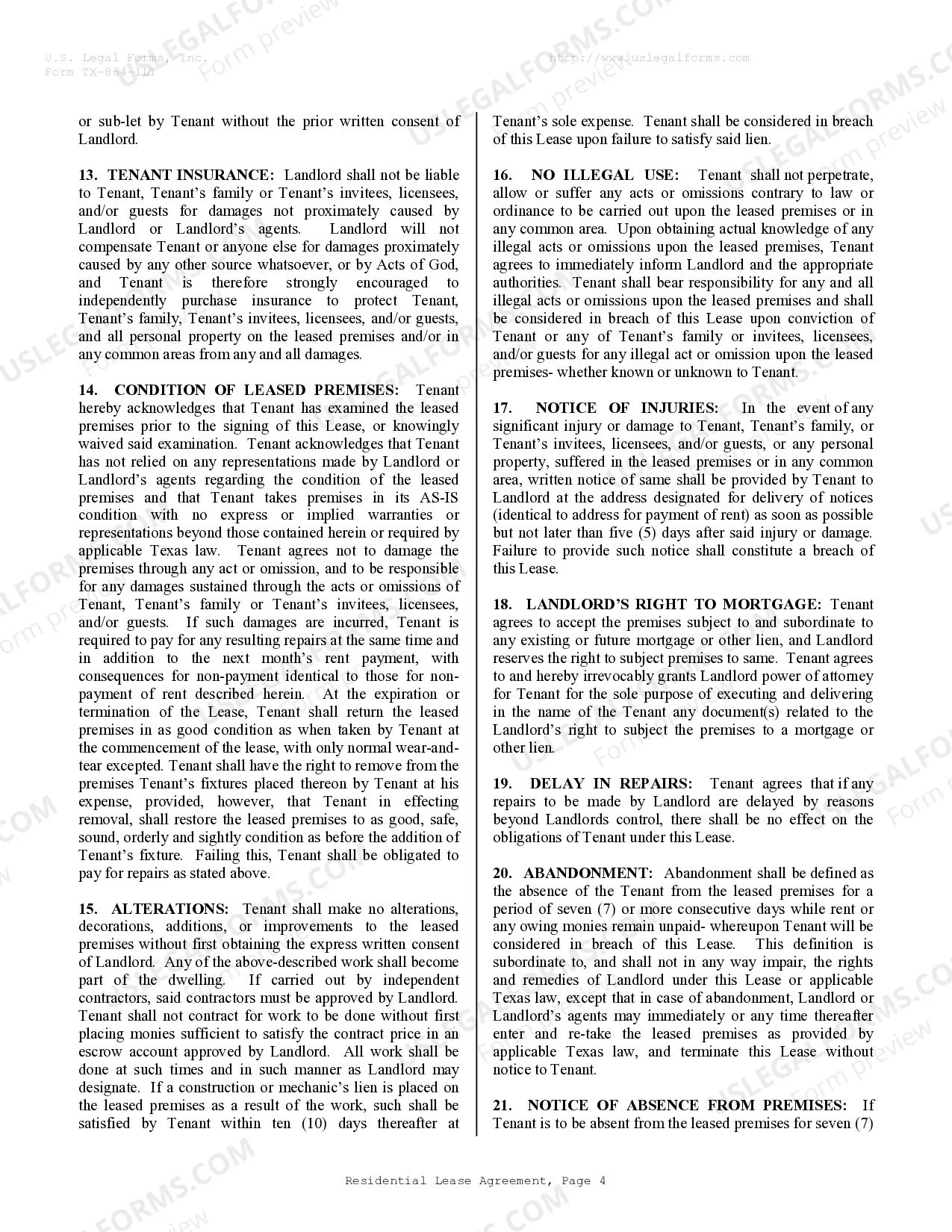 Preview Residential Lease or Rental Agreement for Month to Month