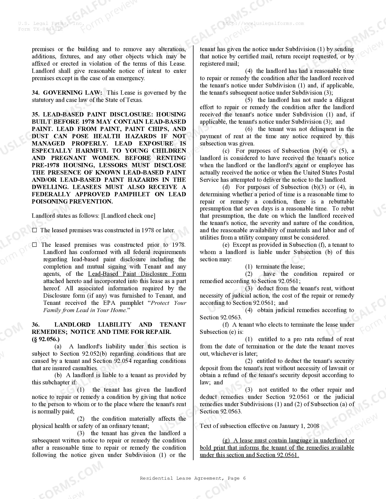 Preview Residential Lease or Rental Agreement for Month to Month