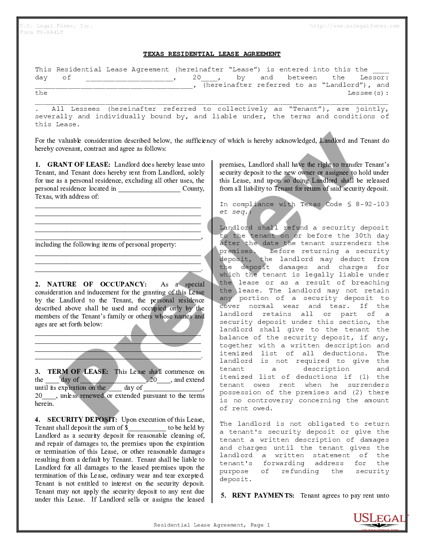 texas rental agreement template